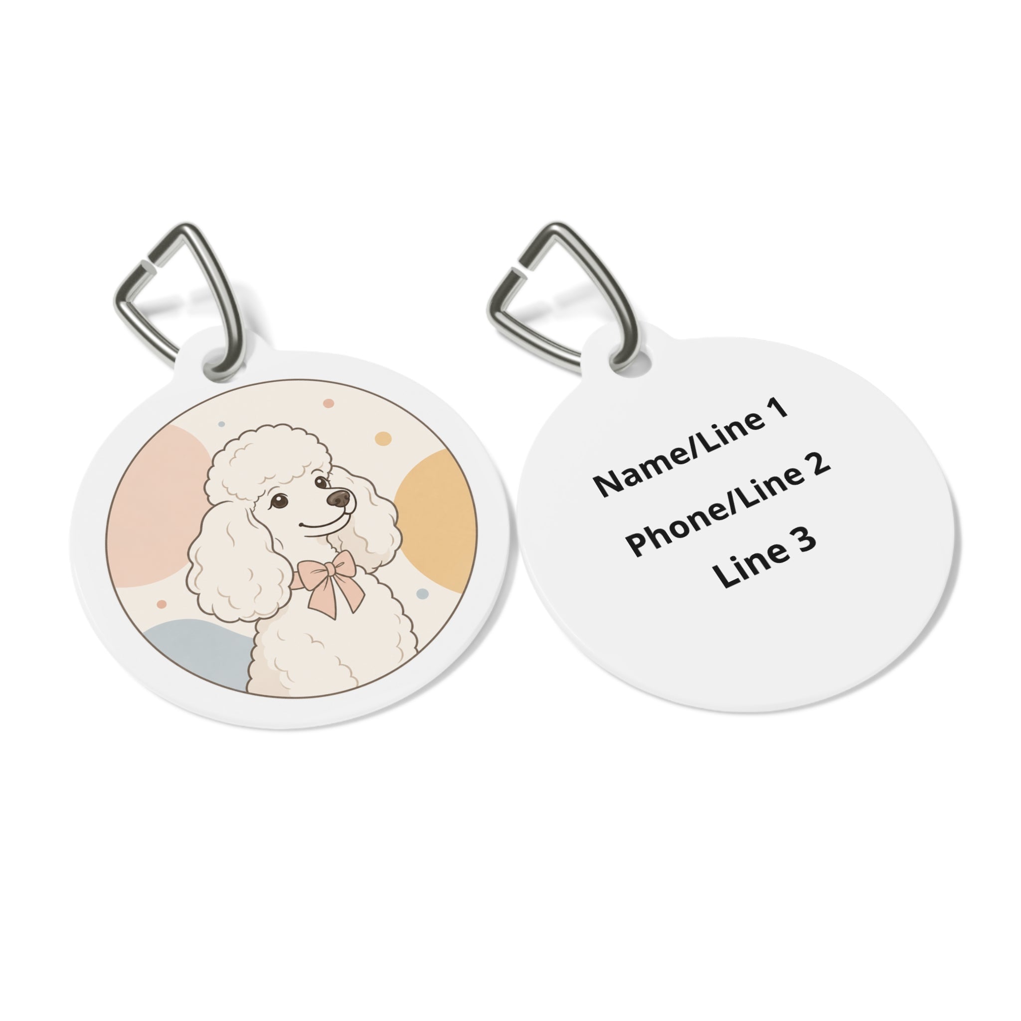 Poodle Peach Bow Personalized Dog ID Tag