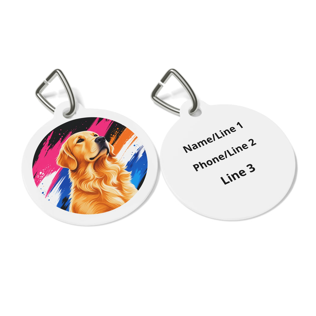 Etiqueta de identificación de perro personalizada Golden Retriever Gallery Strokes