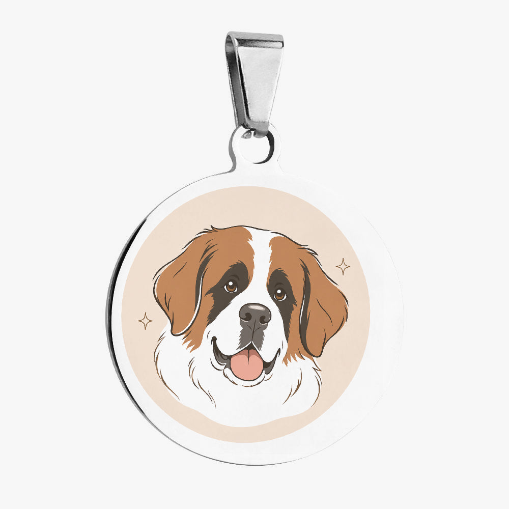 Saint Bernard Minimal Warm Portrait Personalized Dog ID Tag