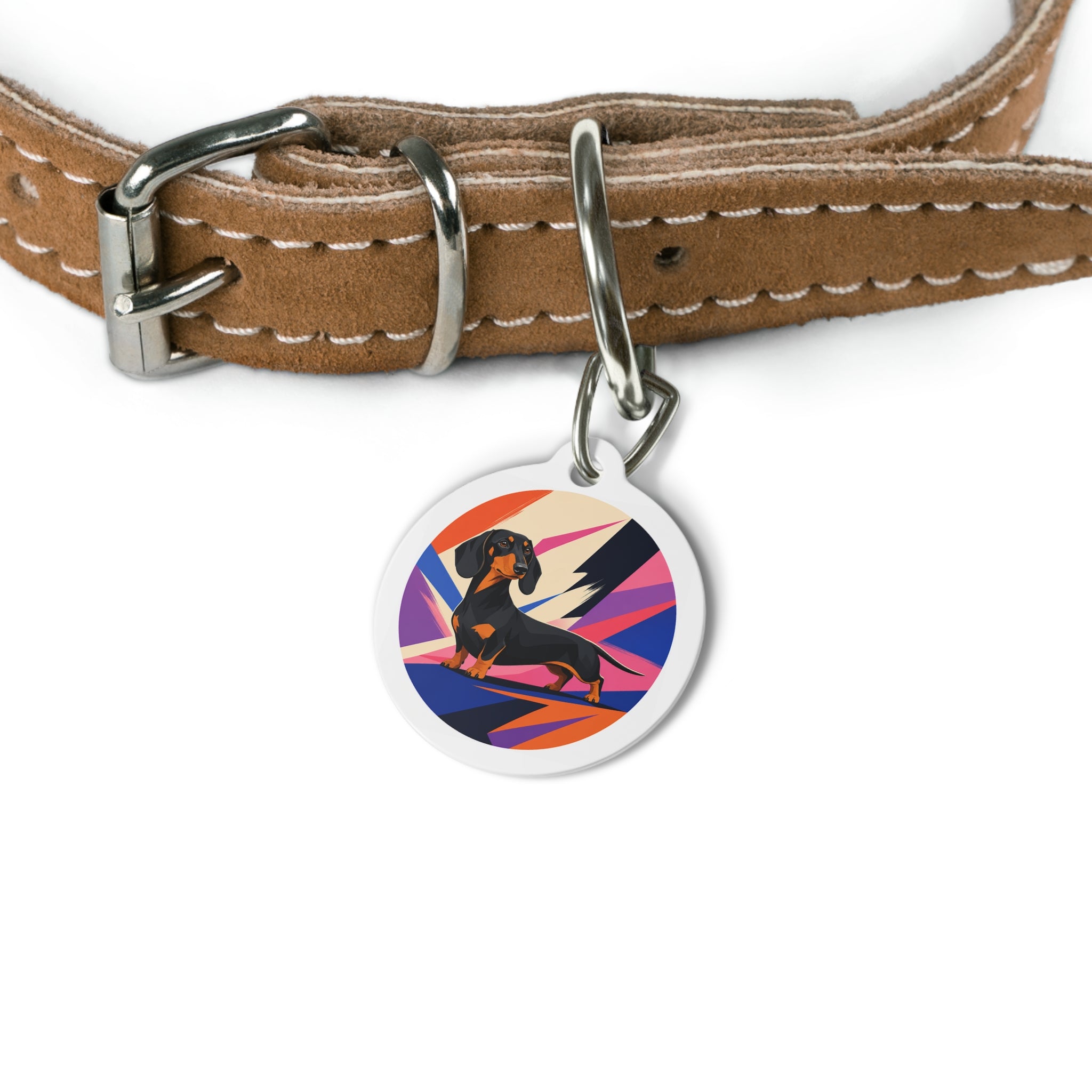 Dachshund Whimsical Playful Portrait Personalized Dog ID Tag