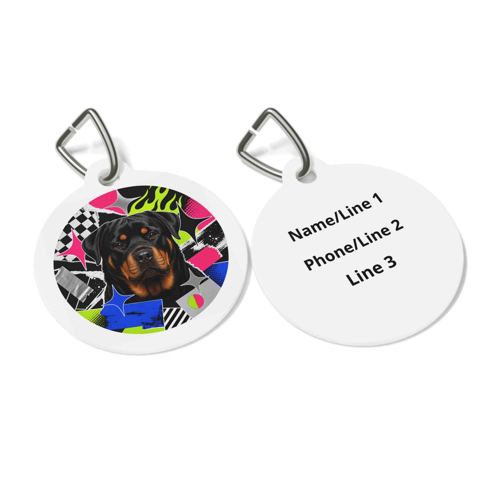 Rottweiler Neon Street Collage Personalized Dog ID Tag