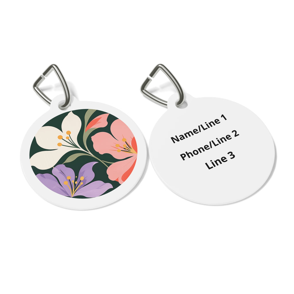 Pippa Midnight Botanical Blossom Dog ID Tag