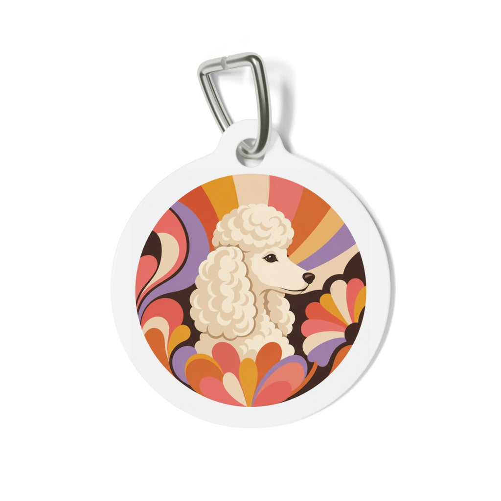 Poodle Groovy Retro Personalized Dog ID Tag