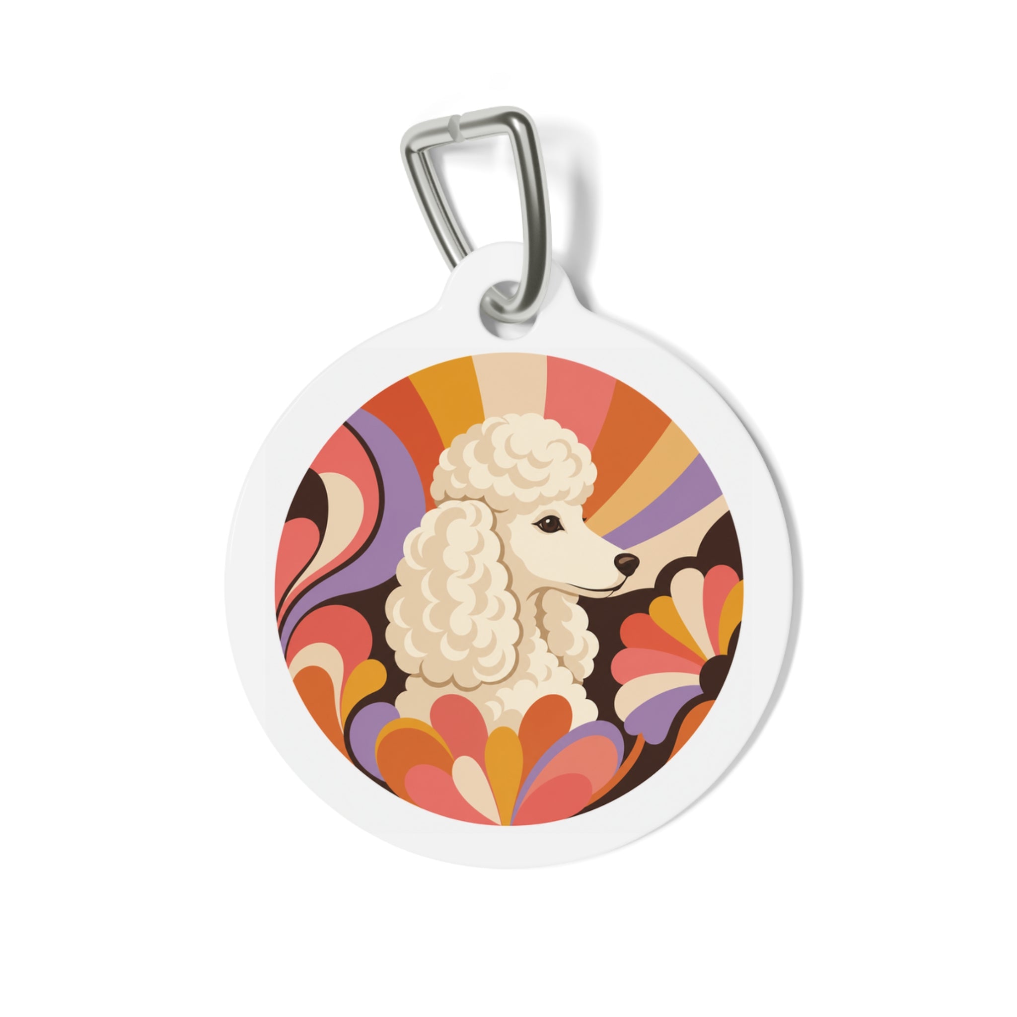 Poodle Groovy Retro Personalized Dog ID Tag