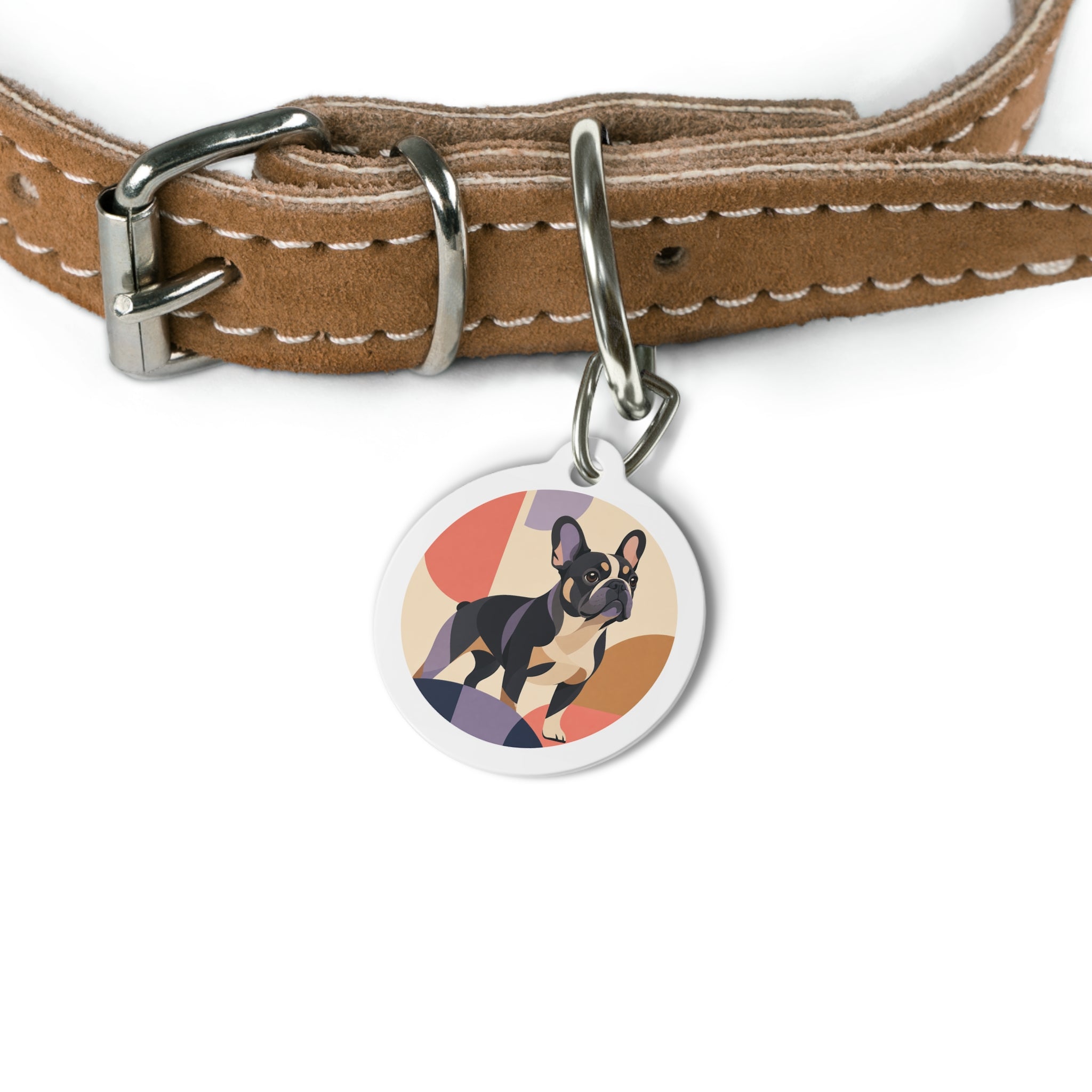 French Bulldog Modern Geometric Personalized Dog ID Tag