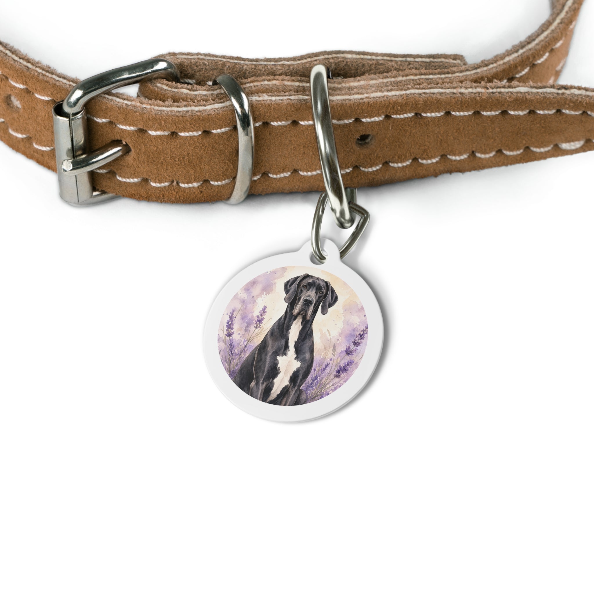 Great Dane Joyful Botanical Art Personalized Dog ID Tag