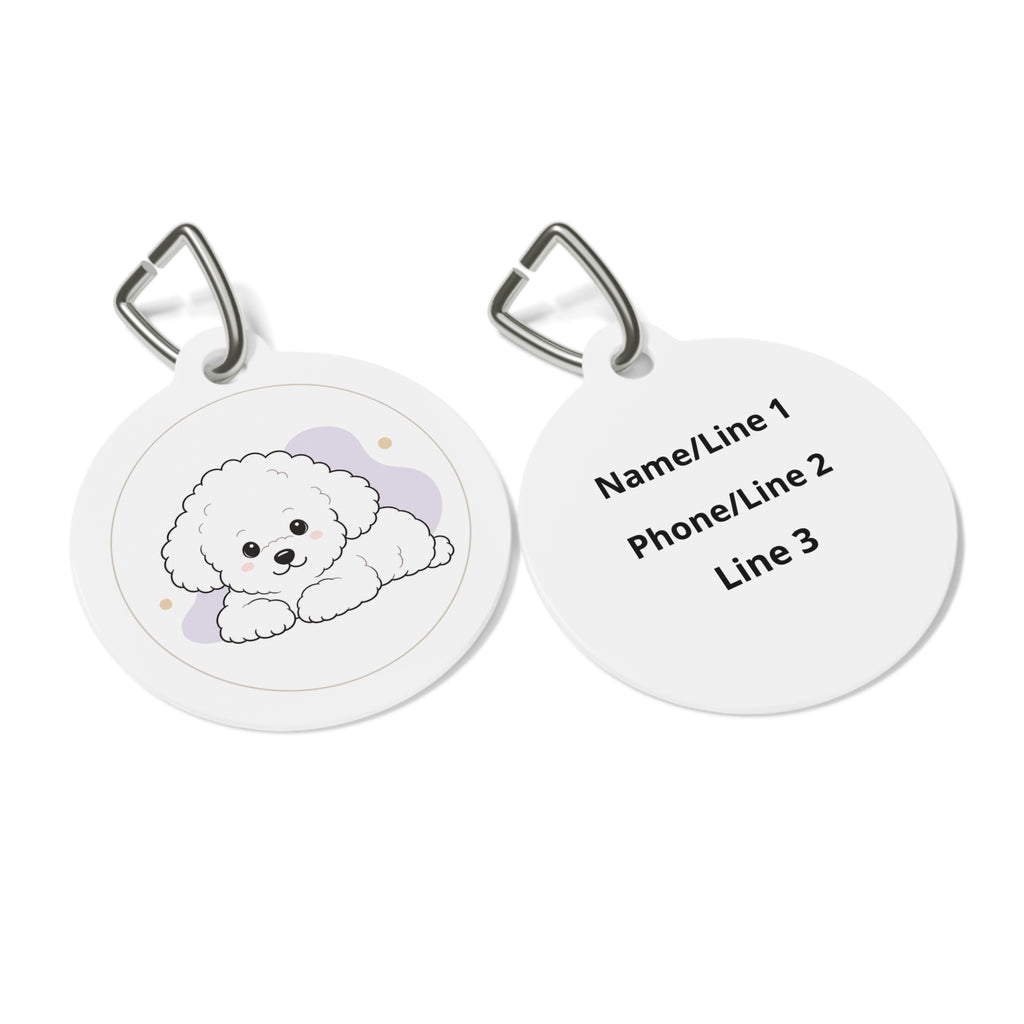 Bichon Frise Joyful Playful Portrait Personalized Dog ID Tag