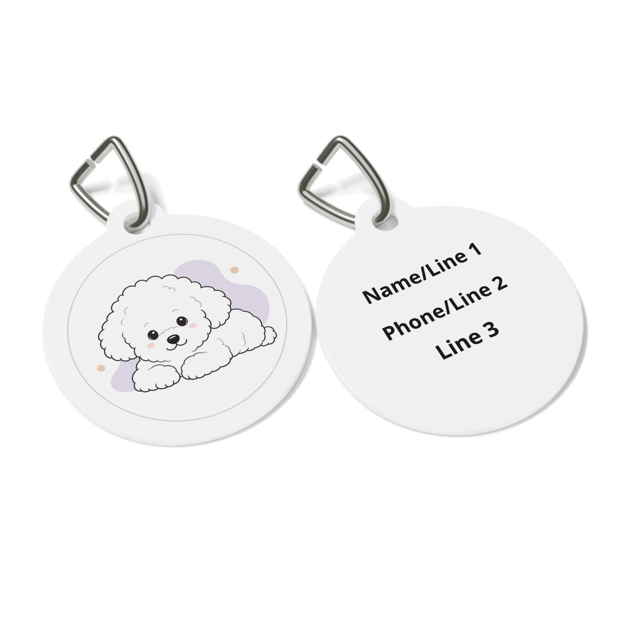 Bichon Frise Joyful Playful Portrait Personalized Dog ID Tag