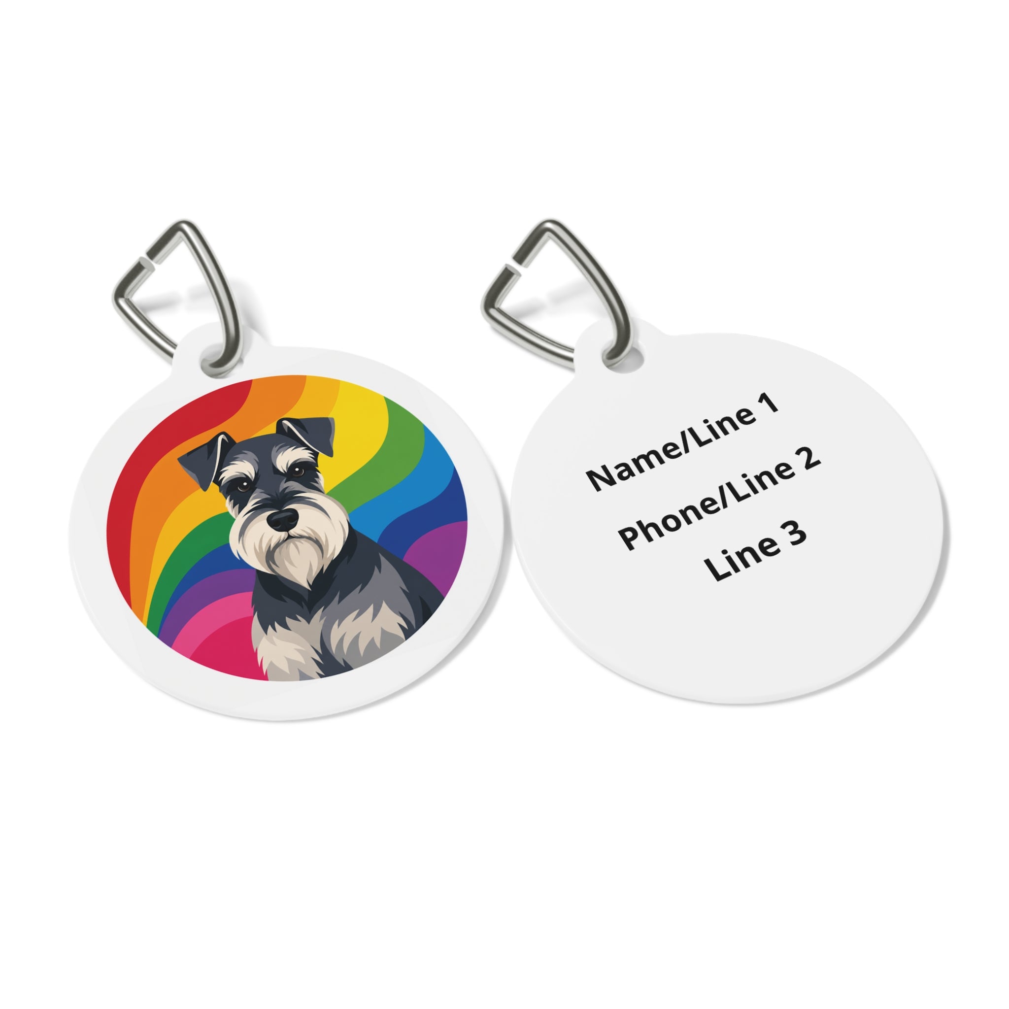 Miniature Schnauzer Rainbow Personalized Dog ID Tag