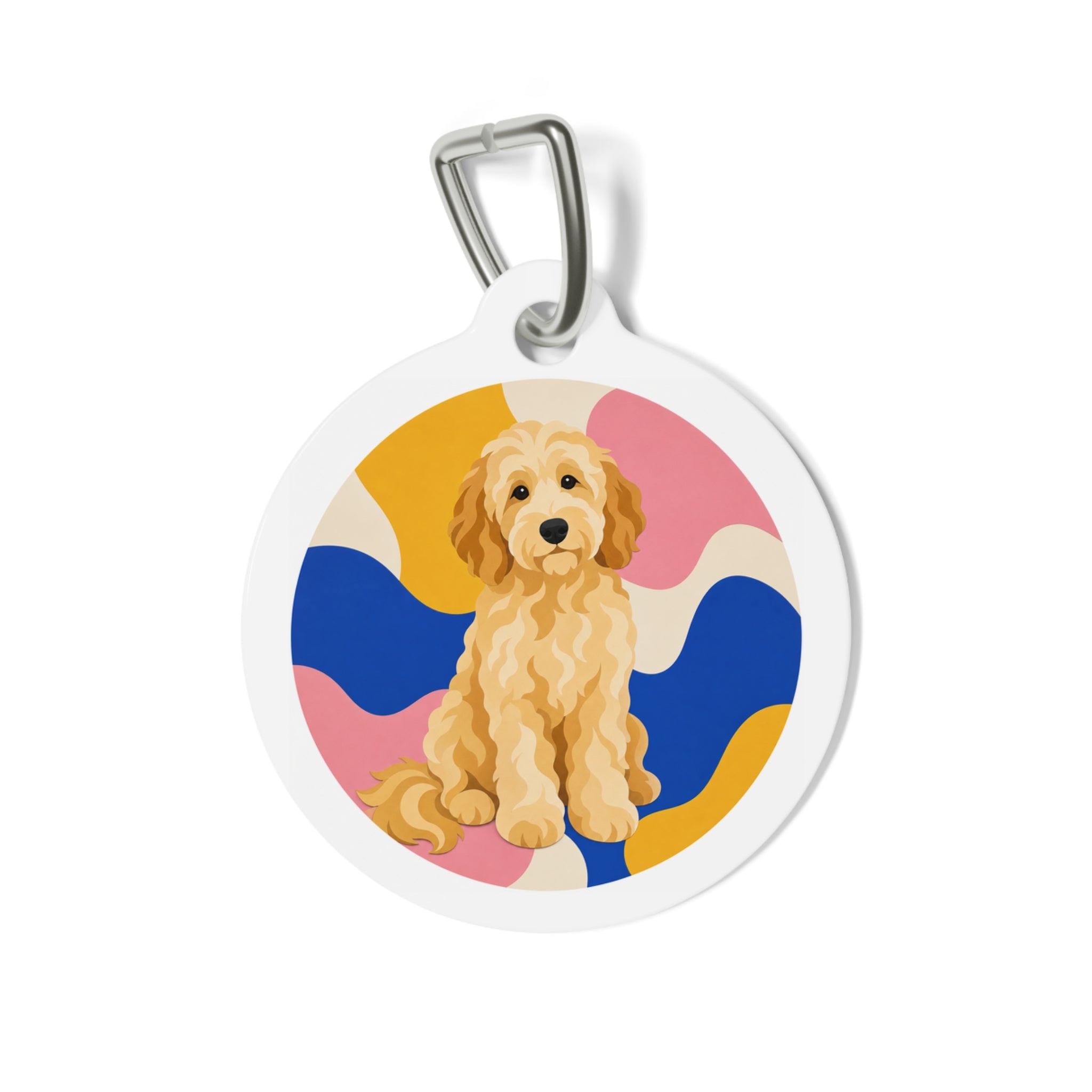 Goldendoodle Colorful Retro Background Personalized Dog ID Tag