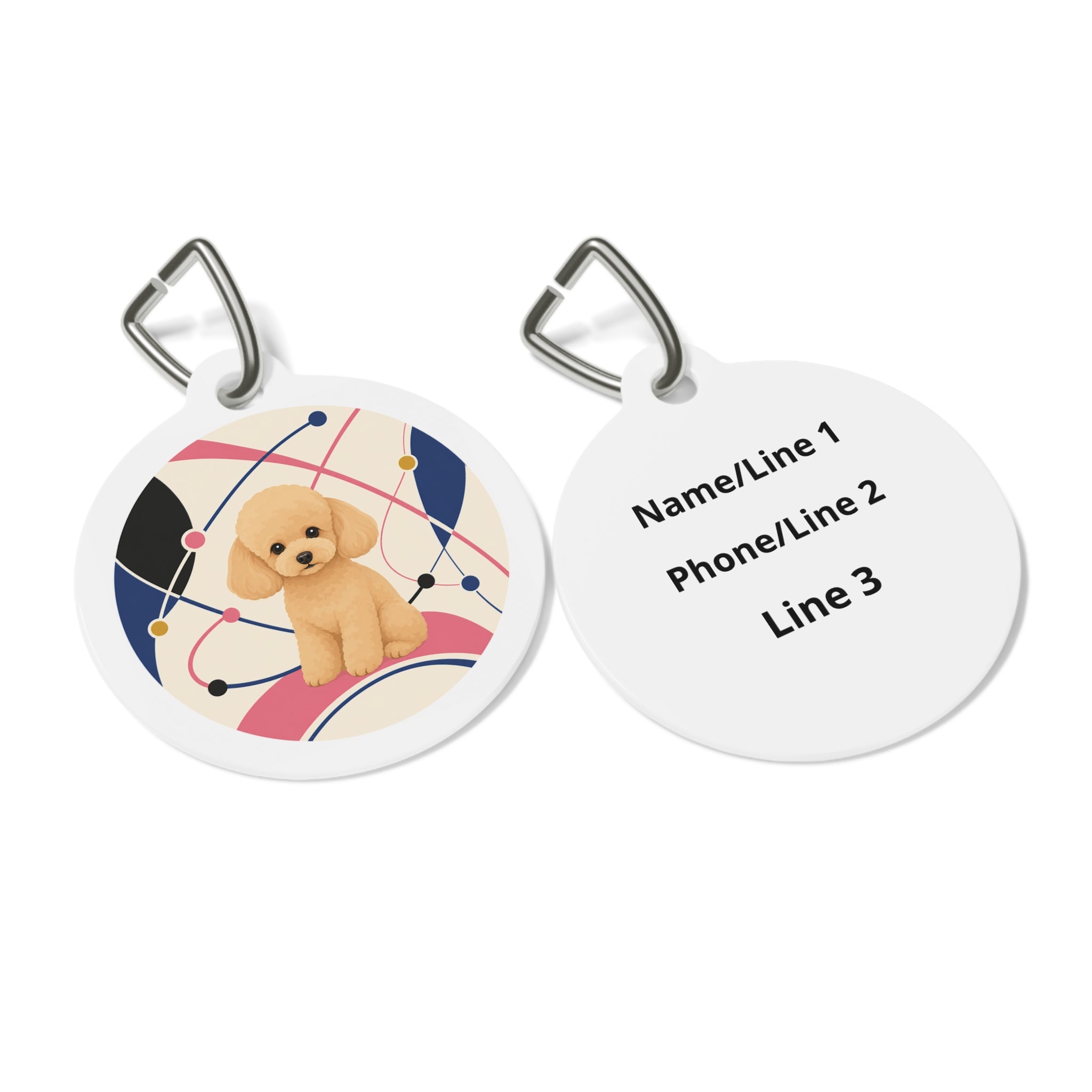 Toy Poodle Atomic Lines Apricot Puppy Personalized Dog ID Tag
