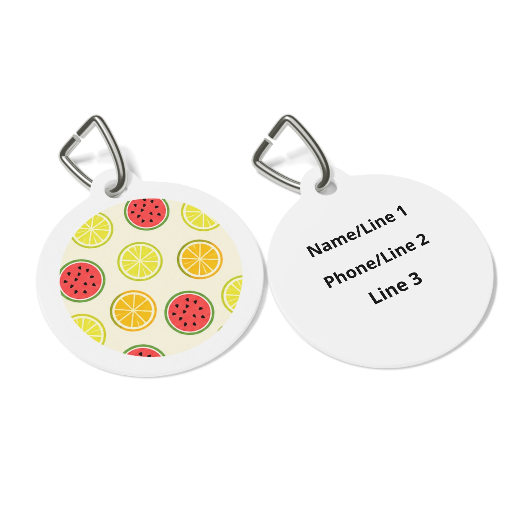 Citrus Melon Mix Cheerful Fruit Pattern Personalized Dog ID Tag
