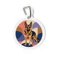 Placa de identificación personalizada para perro Pastor Alemán con diseño geométrico abstracto