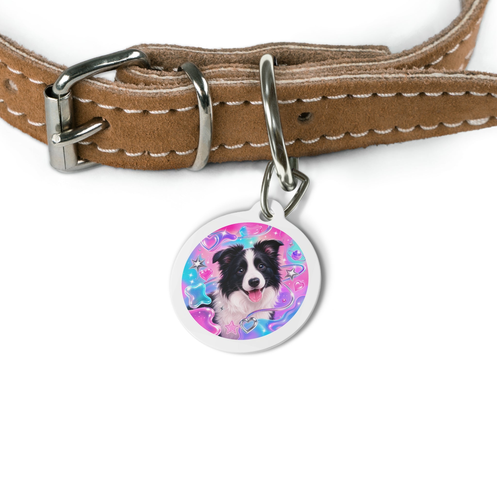Border Collie Kawaii Candy Galaxy Personalized Dog ID Tag