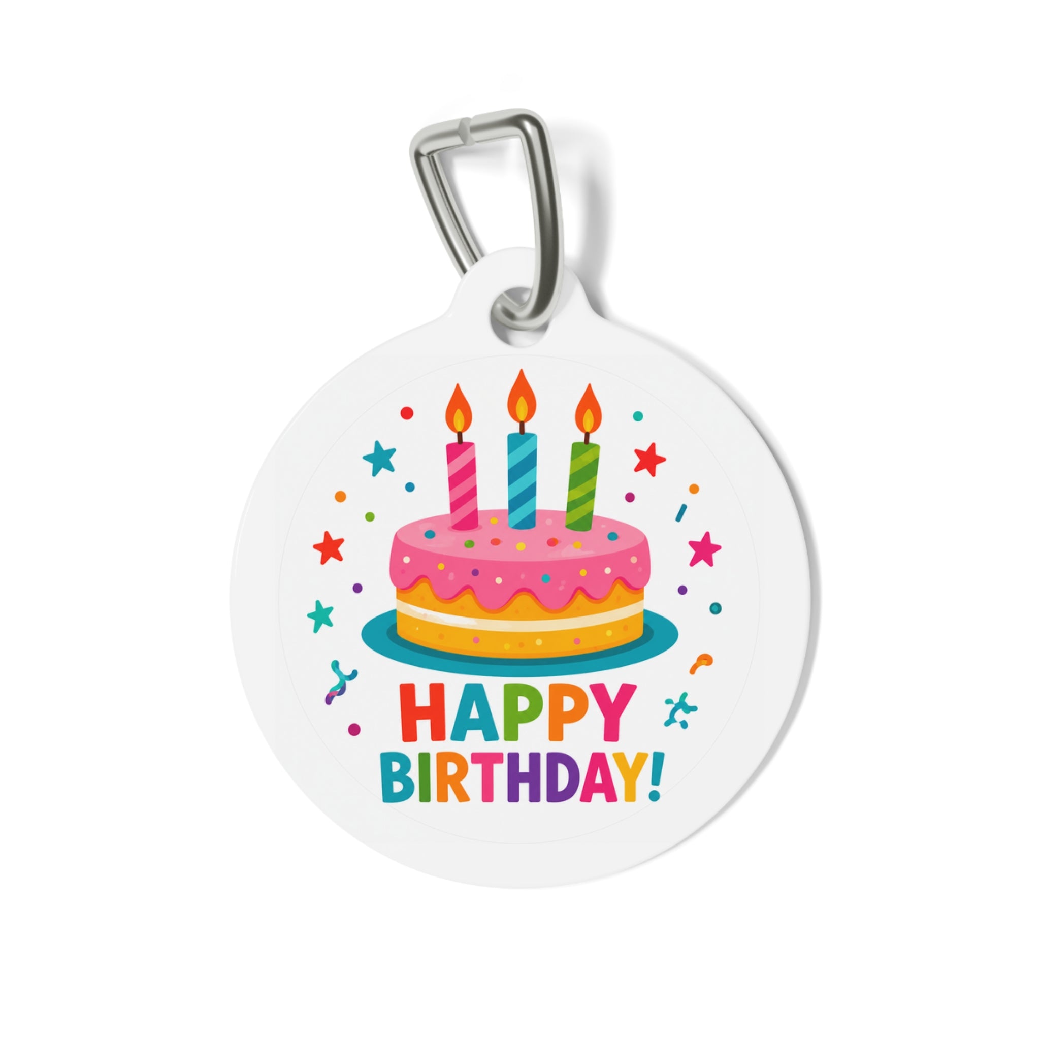 Rainbow Frosted Cake Celebration Personalized Dog ID Tag