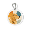 Chapa de identificación para perros Golden Retriever con diseño moderno y terroso, personalizada