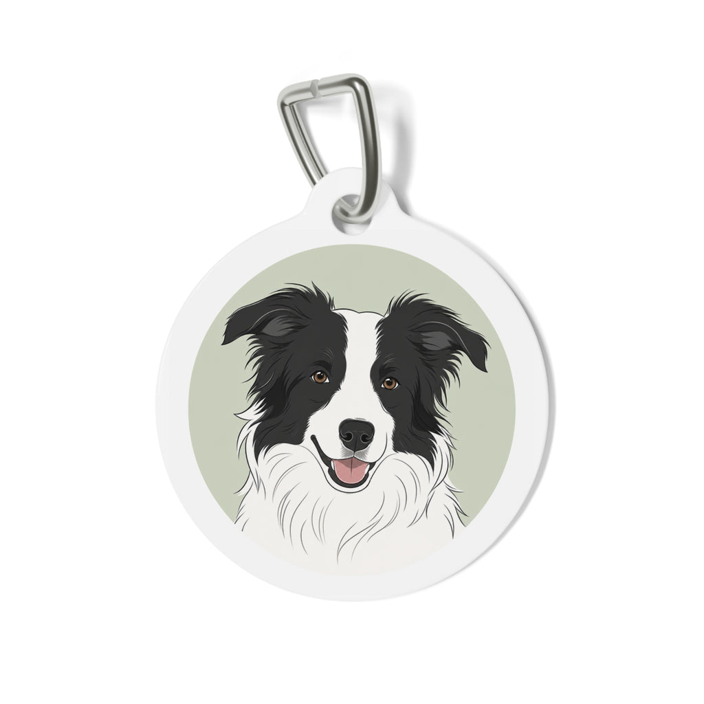 Border Collie Sage Classic Portrait Personalized Dog ID Tag