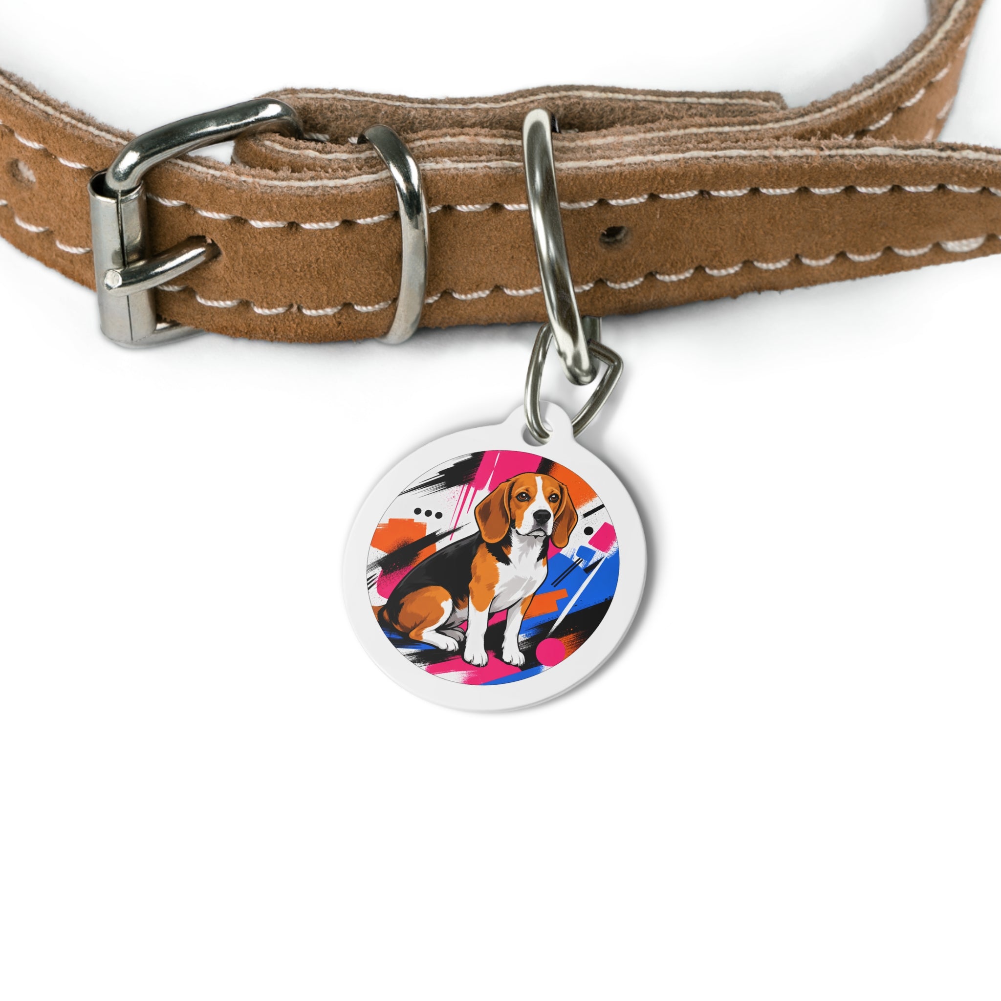 Beagle Abstract Colorblock Personalized Dog ID Tag