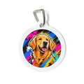 Placa de Identificación Personalizada para Perro Golden Retriever Pop-Art Alegría