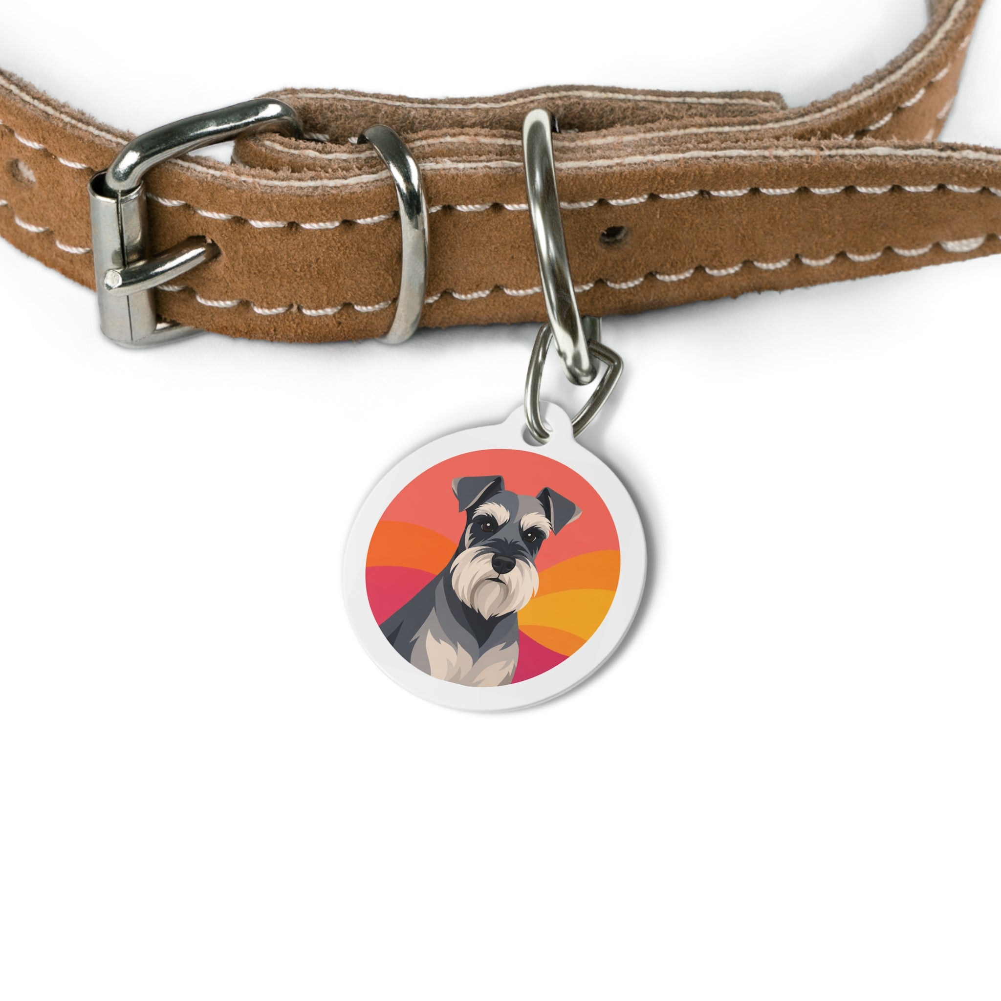 Miniature Schnauzer Retro Sunset Personalized Dog ID Tag