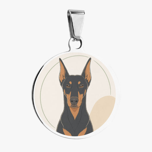 Doberman Pinscher Minimalist Geometric Portrait Personalized Dog ID Tag