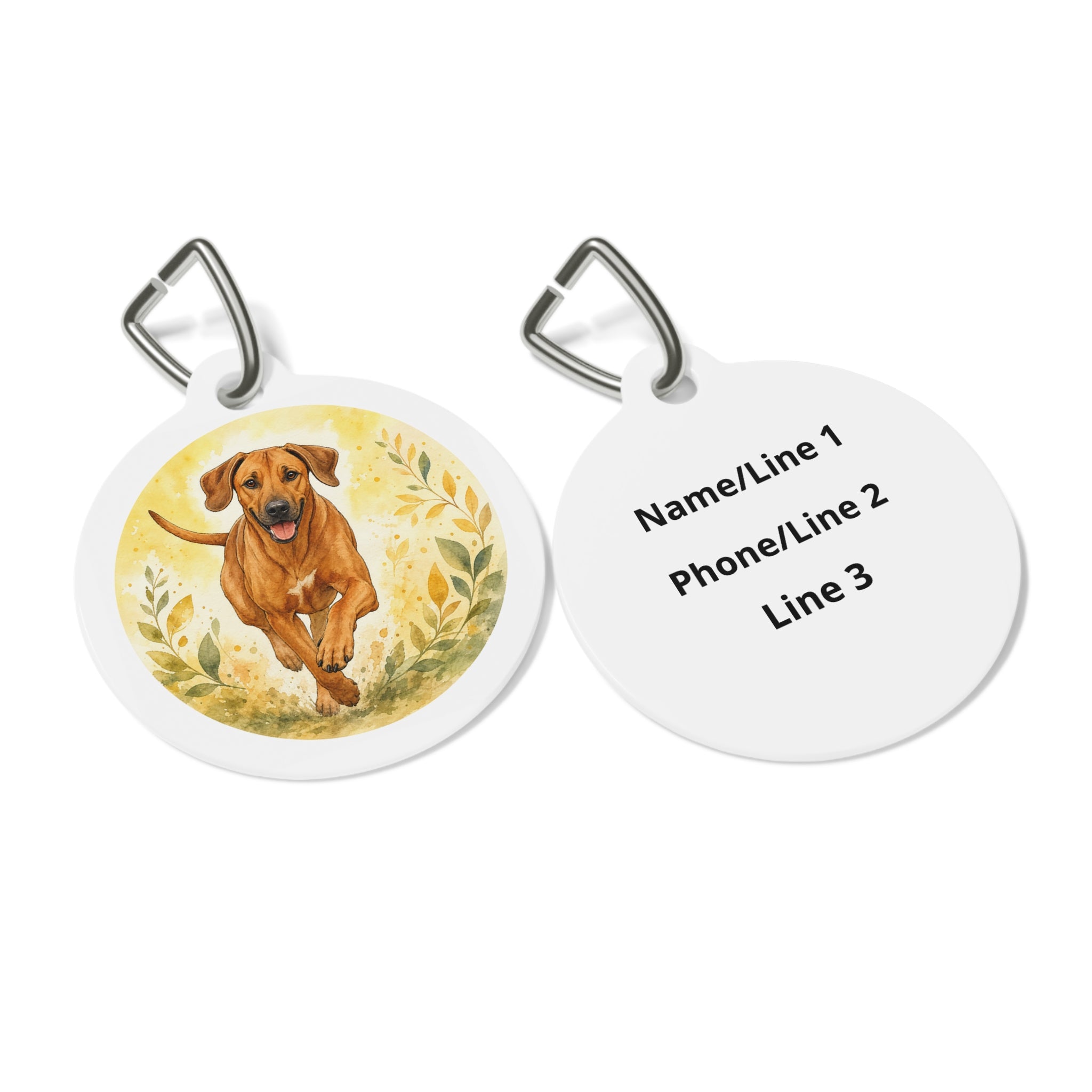 Rhodesian Ridgeback Sunny Botanical Runner Personalized Dog ID Tag