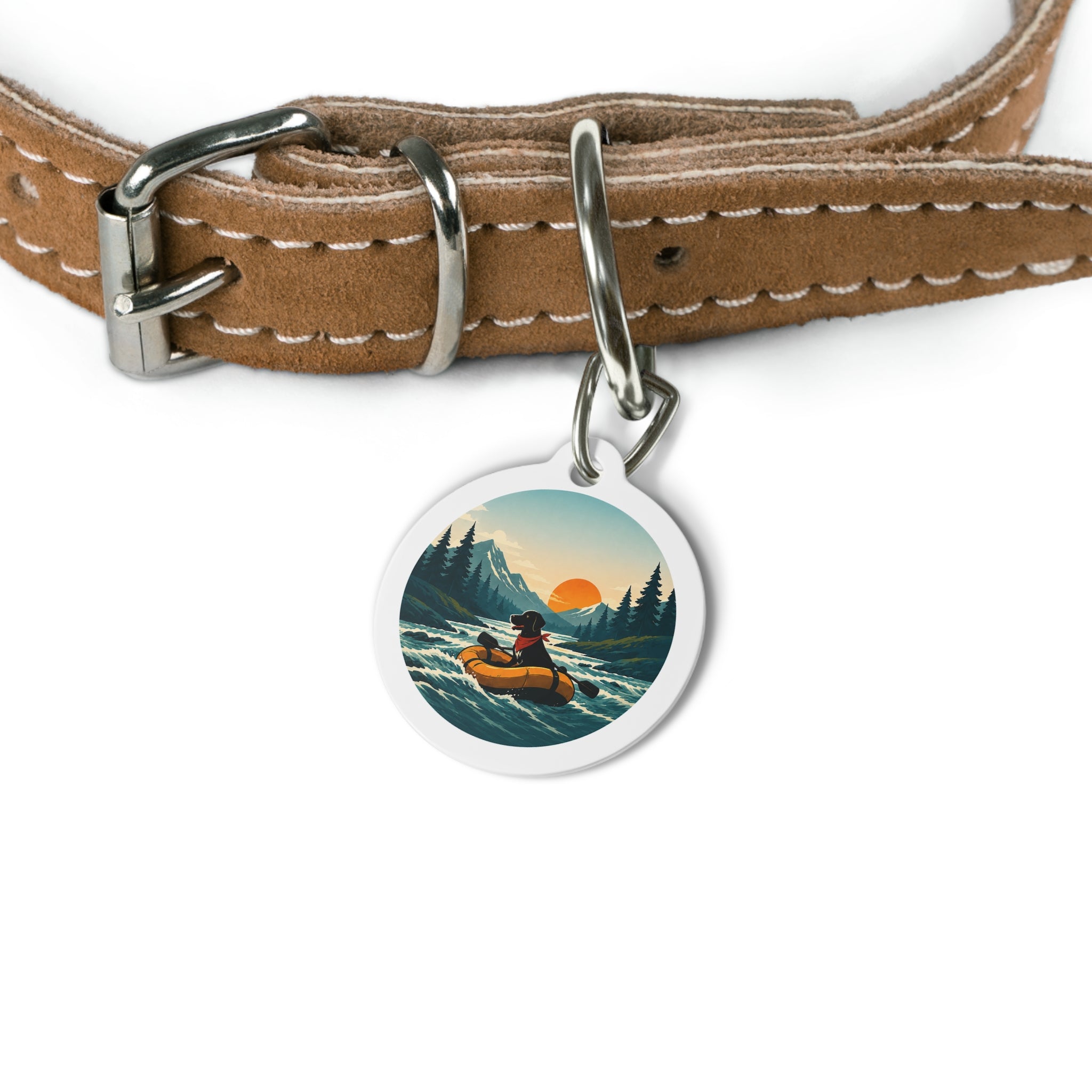 River Raft Adventure Scenic Outdoor Adventure Personalized Dog ID Tag