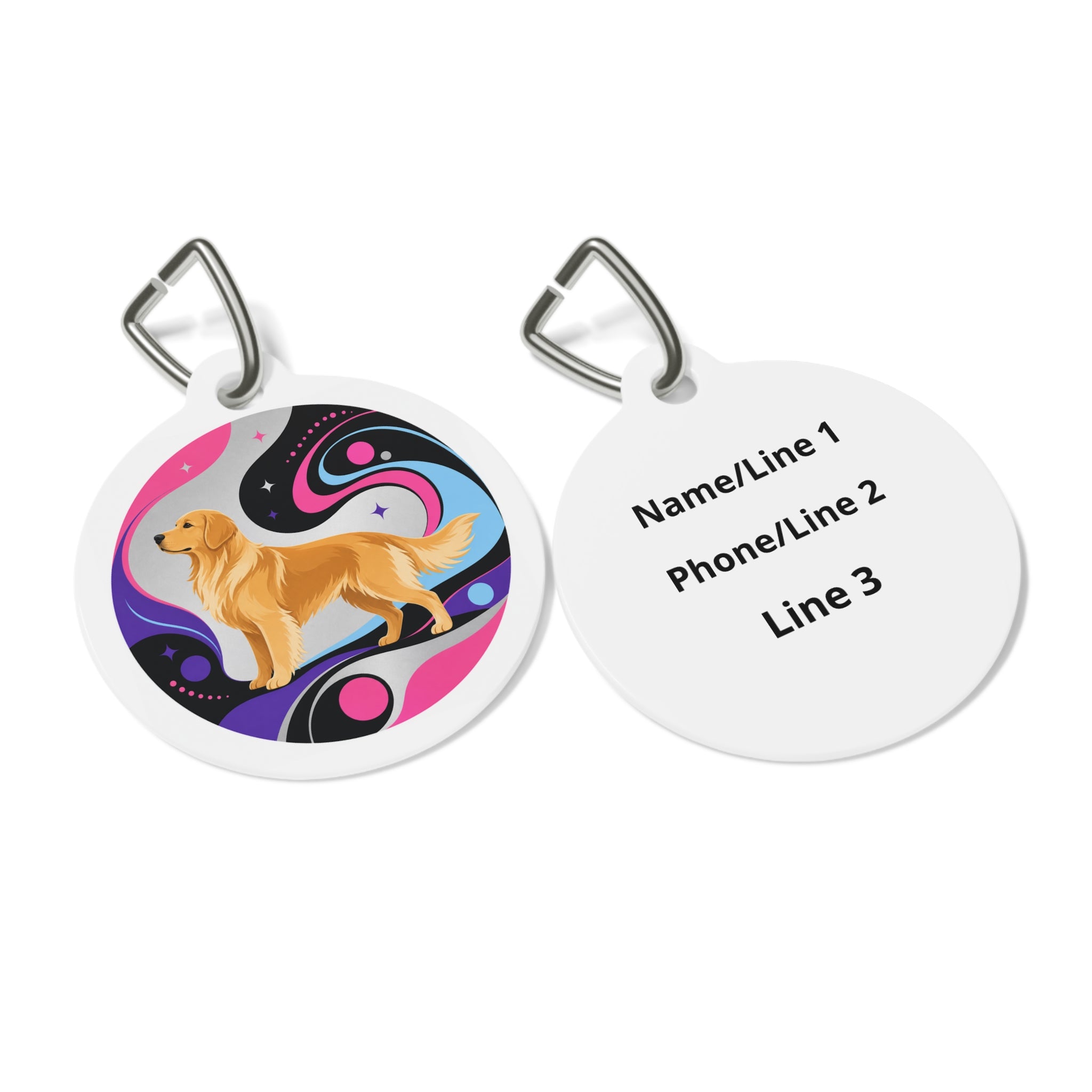 Golden Retriever Cosmic Groove Personalized Dog ID Tag