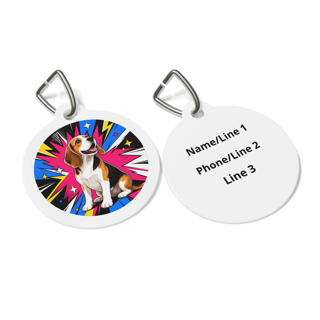 Beagle Superhero Comic Personalized Dog ID Tag