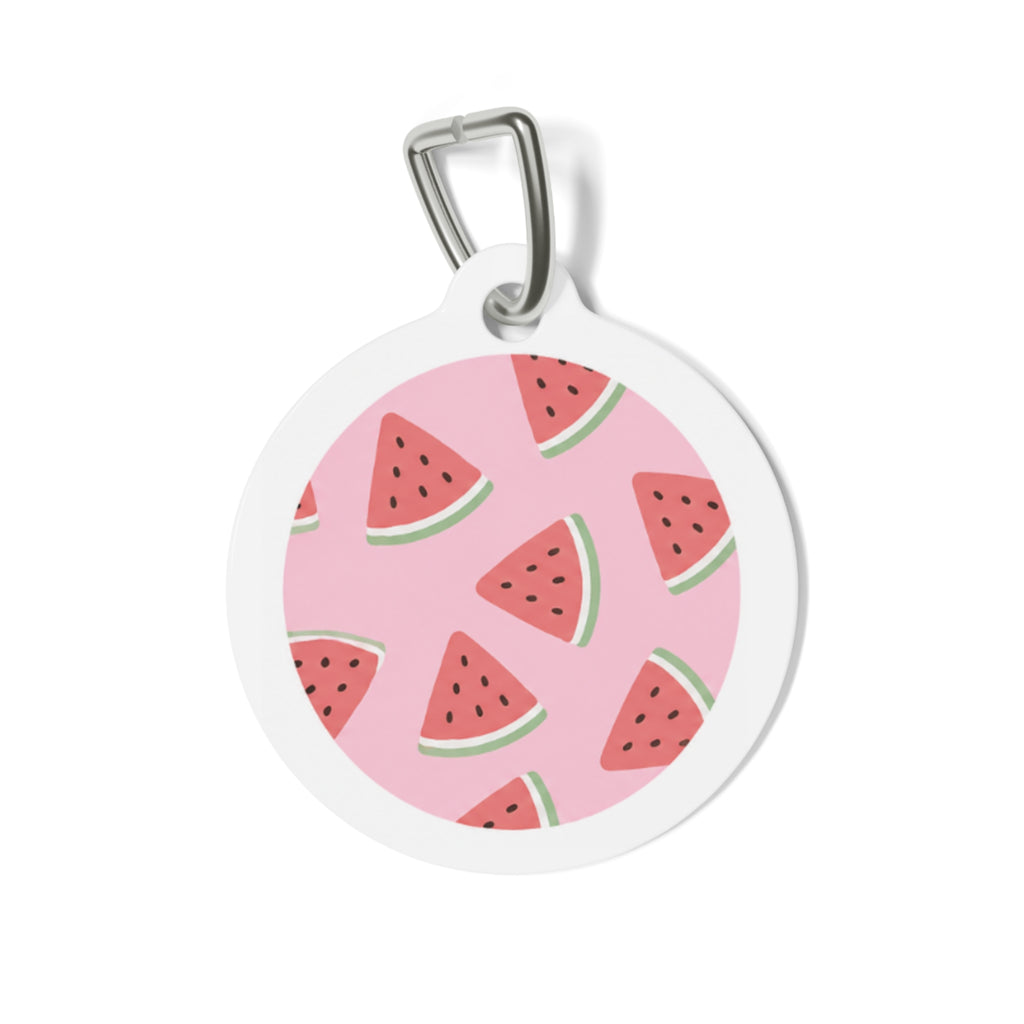 Pink Watermelon Cheerful Fruit Pattern Personalized Dog ID Tag