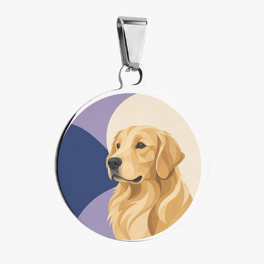 Golden Retriever Minimal Navy Profile Personalized Dog ID Tag
