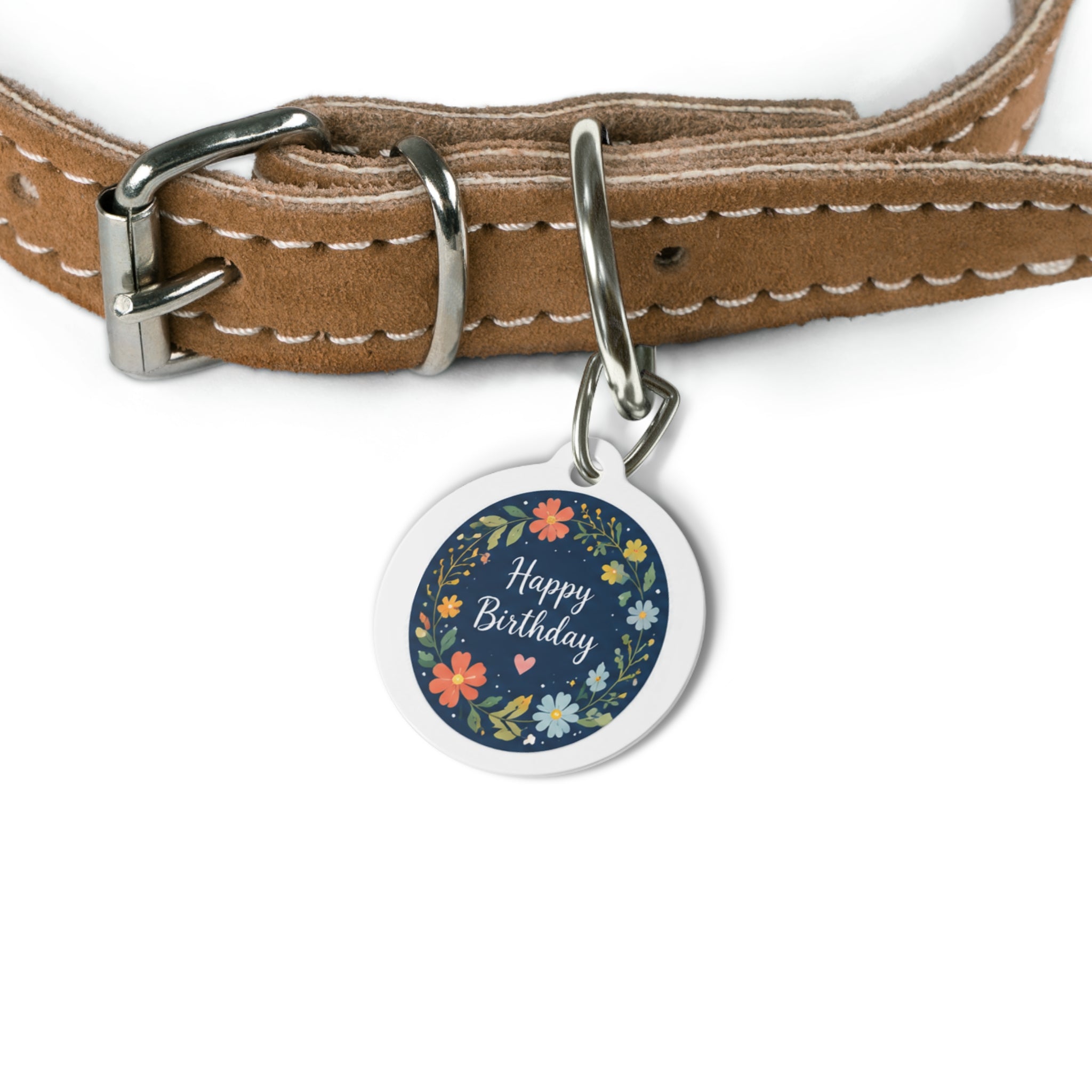 Midnight Floral Garden Birthday Personalized Dog ID Tag