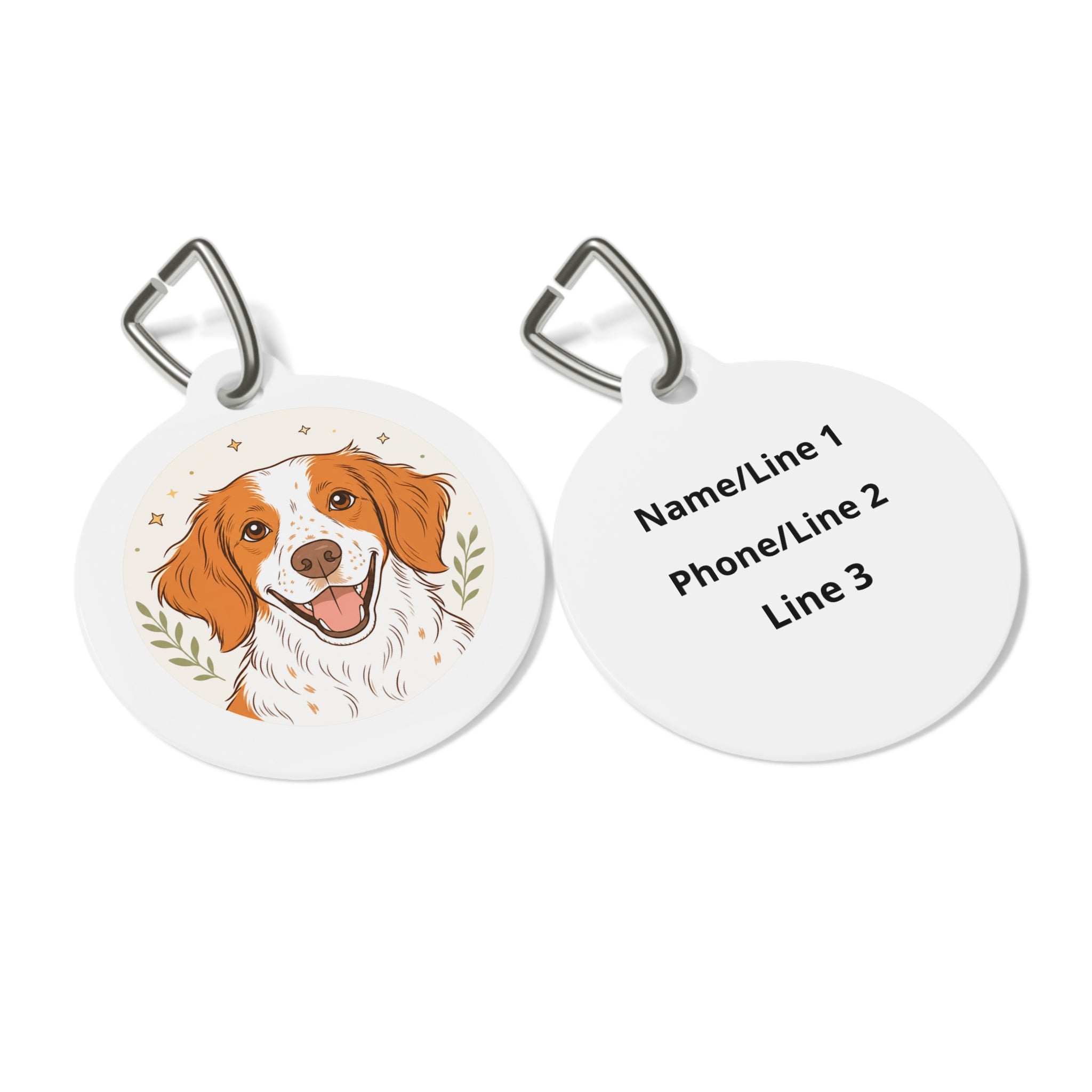Brittany Minimal Botanical Personalized Dog ID Tag