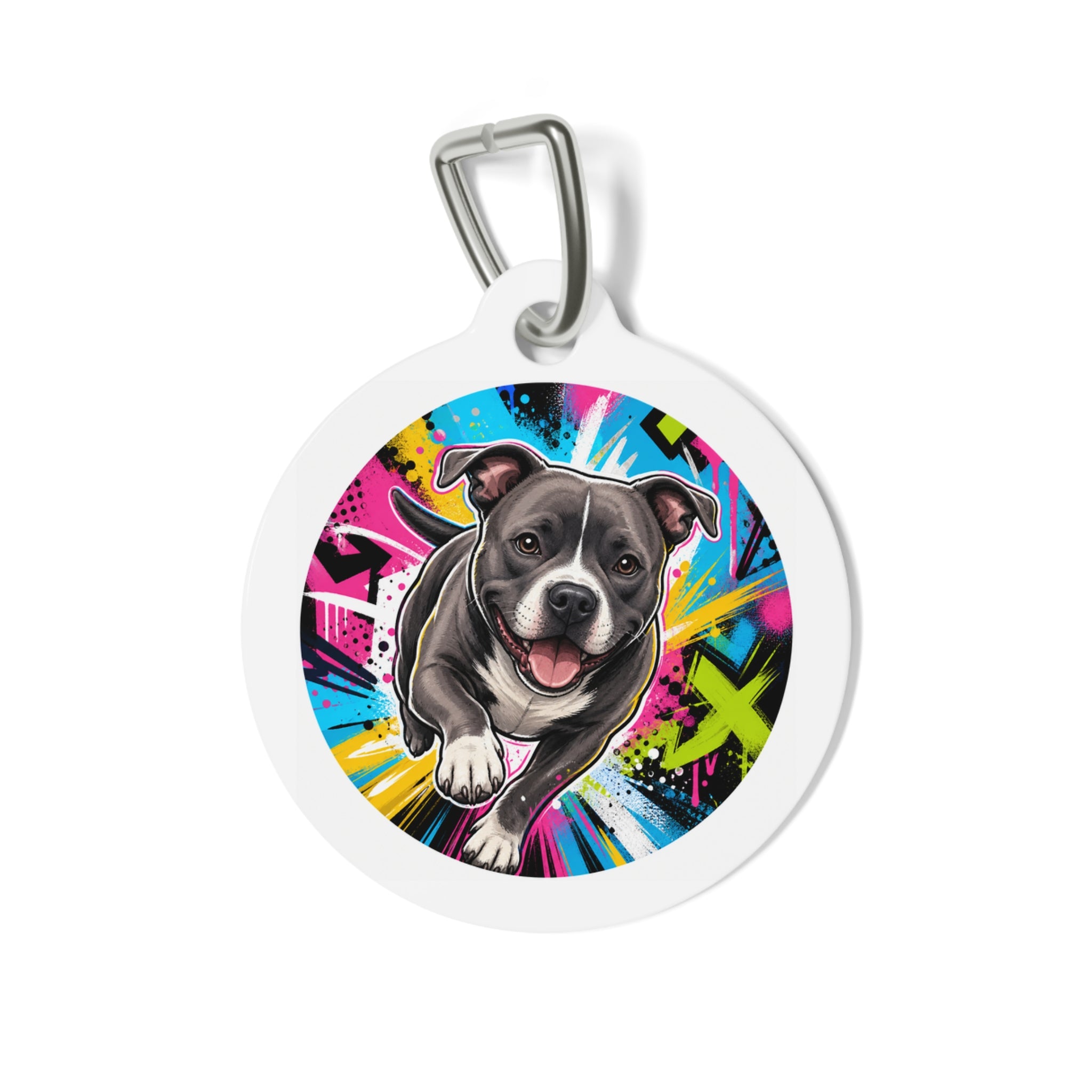 Staffordshire Bull Terrier Urban Graffiti Personalized Dog ID Tag