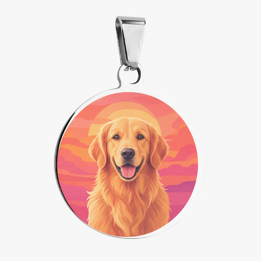 Golden Retriever Sunset Glow Portrait Personalized Dog ID Tag