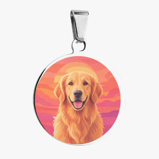 Golden Retriever Sunset Glow Portrait Personalized Dog ID Tag