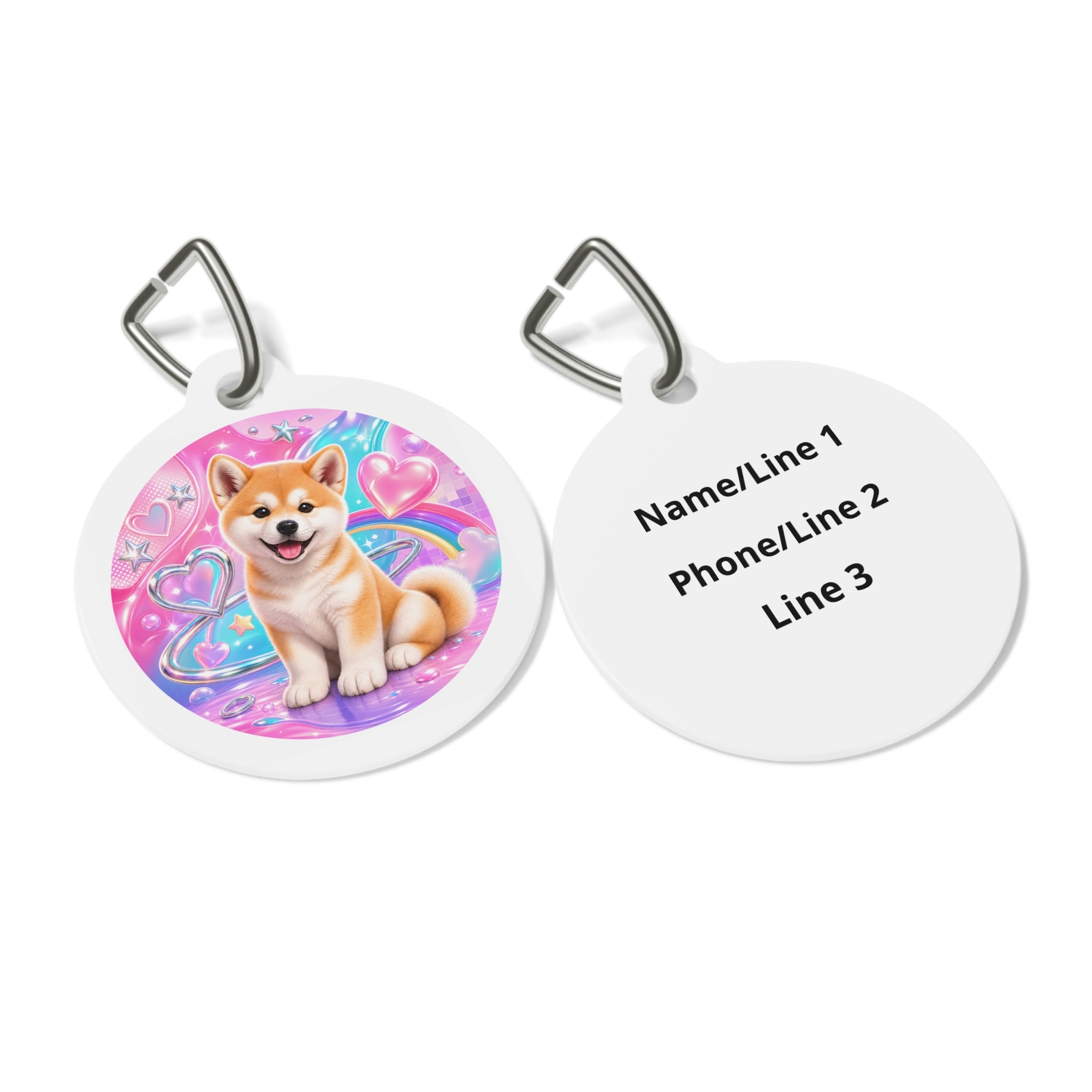 Akita Cosmic Pastel Personalized Dog ID Tag