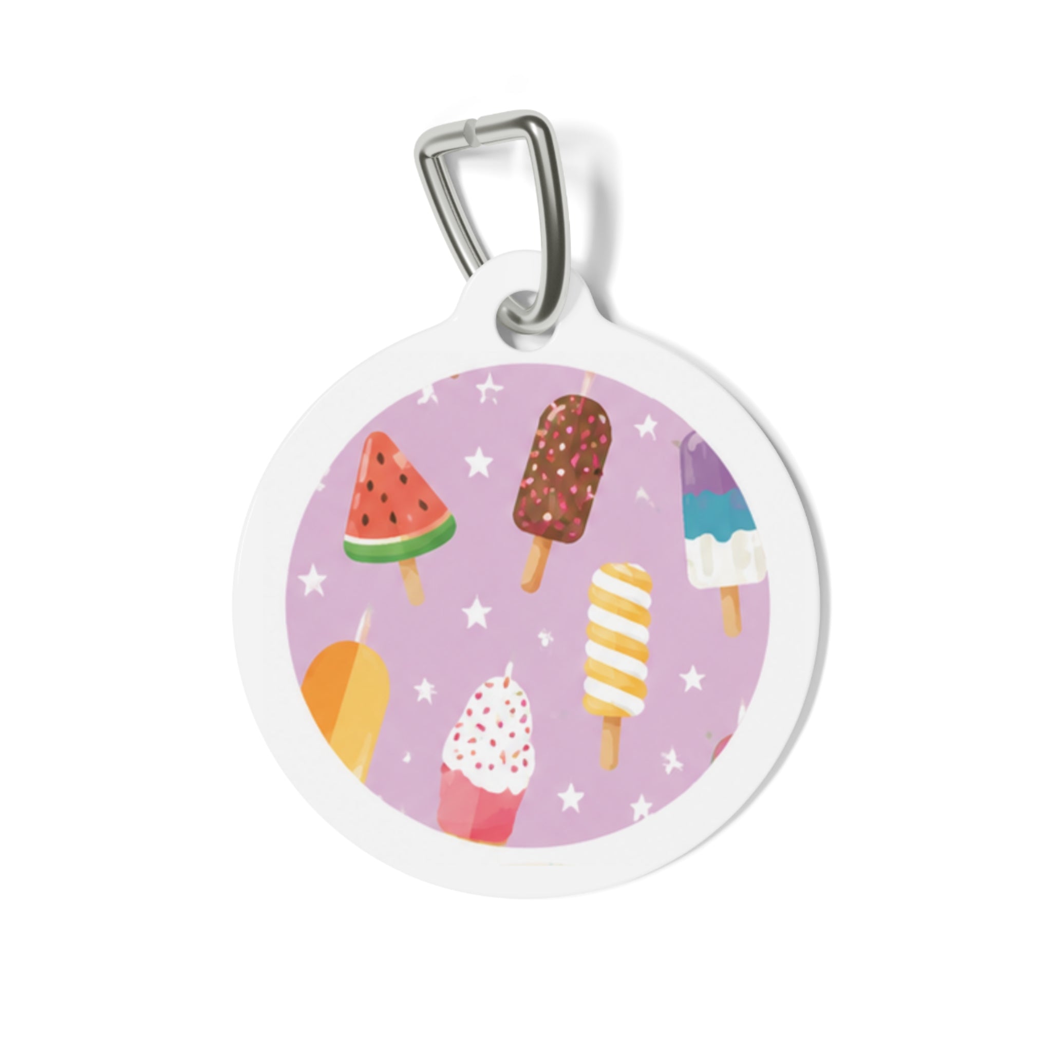 Summer Popsicle Party Whimsical Foodie Art Personalized Dog ID Tag