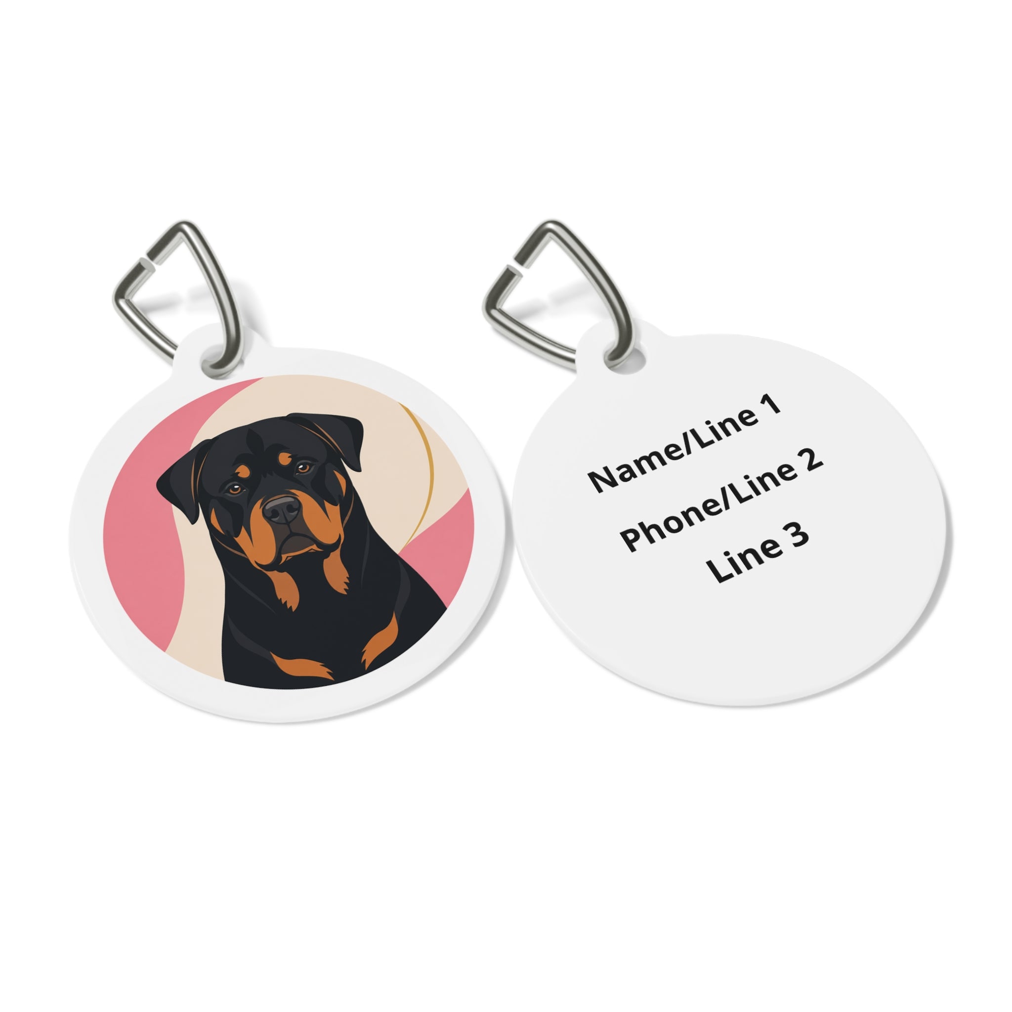 Rottweiler Modern Blush Portrait Personalized Dog ID Tag