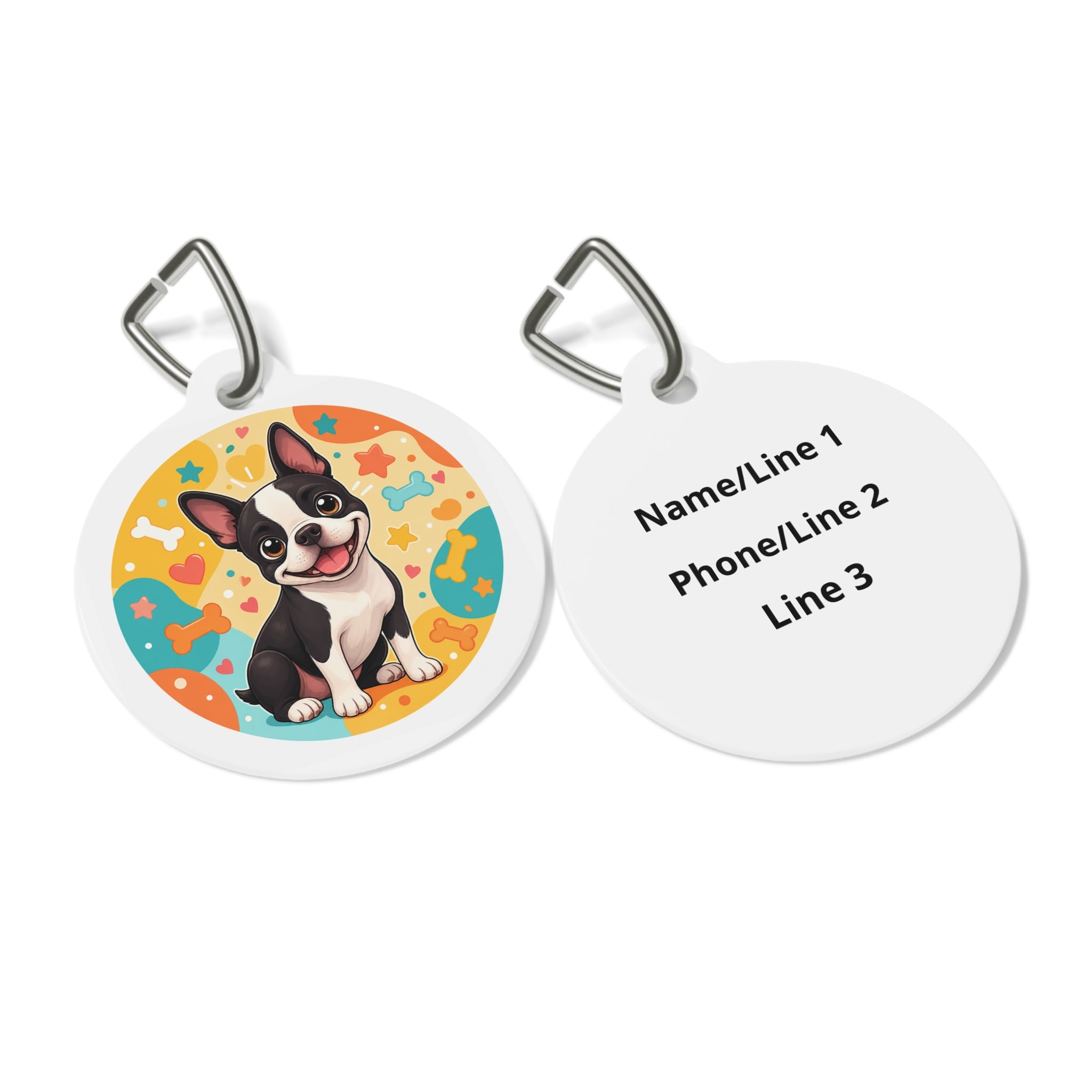 Boston Terrier Playful Portrait Personalized Dog ID Tag