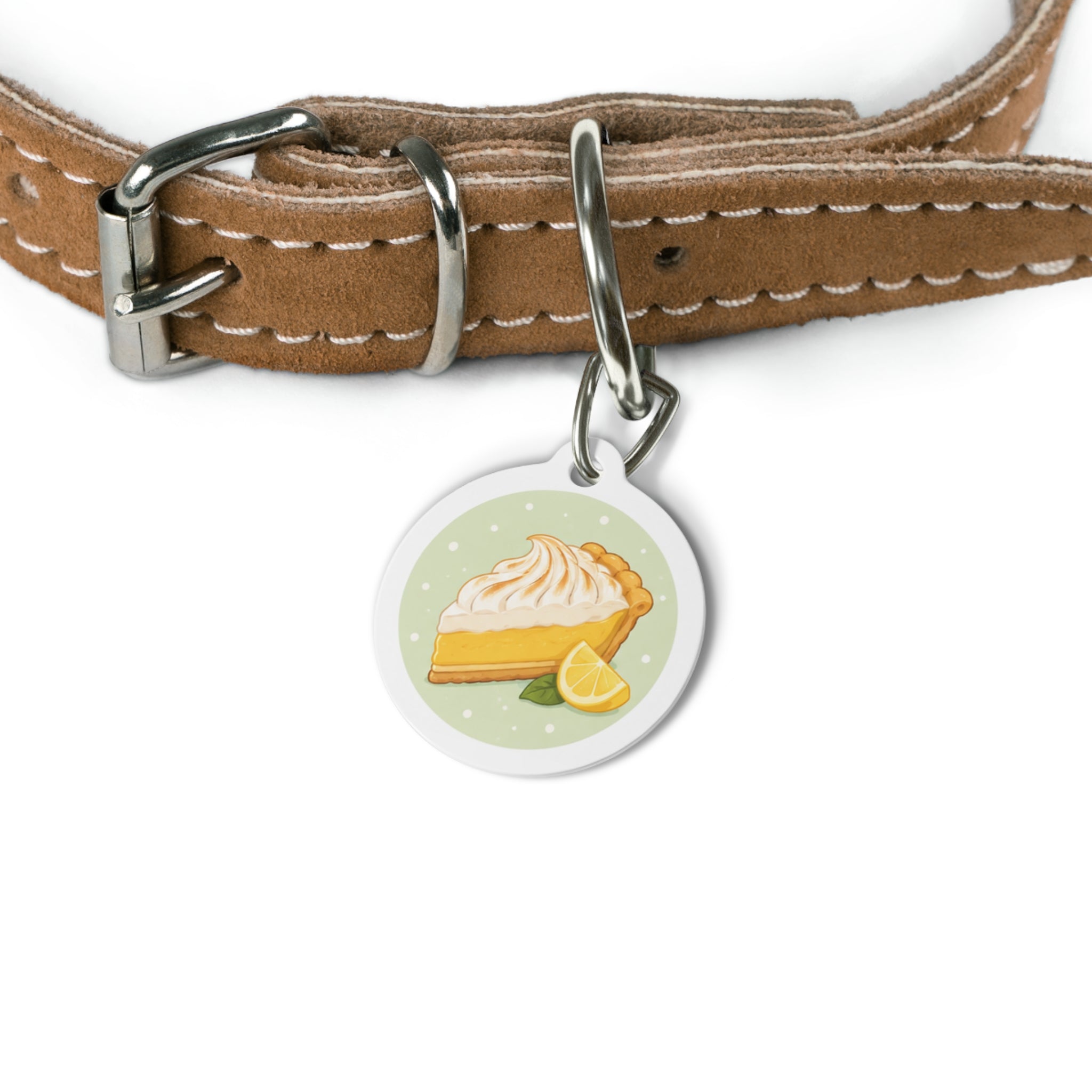 Lemon Meringue Pie Whimsical Foodie Art Personalized Dog ID Tag