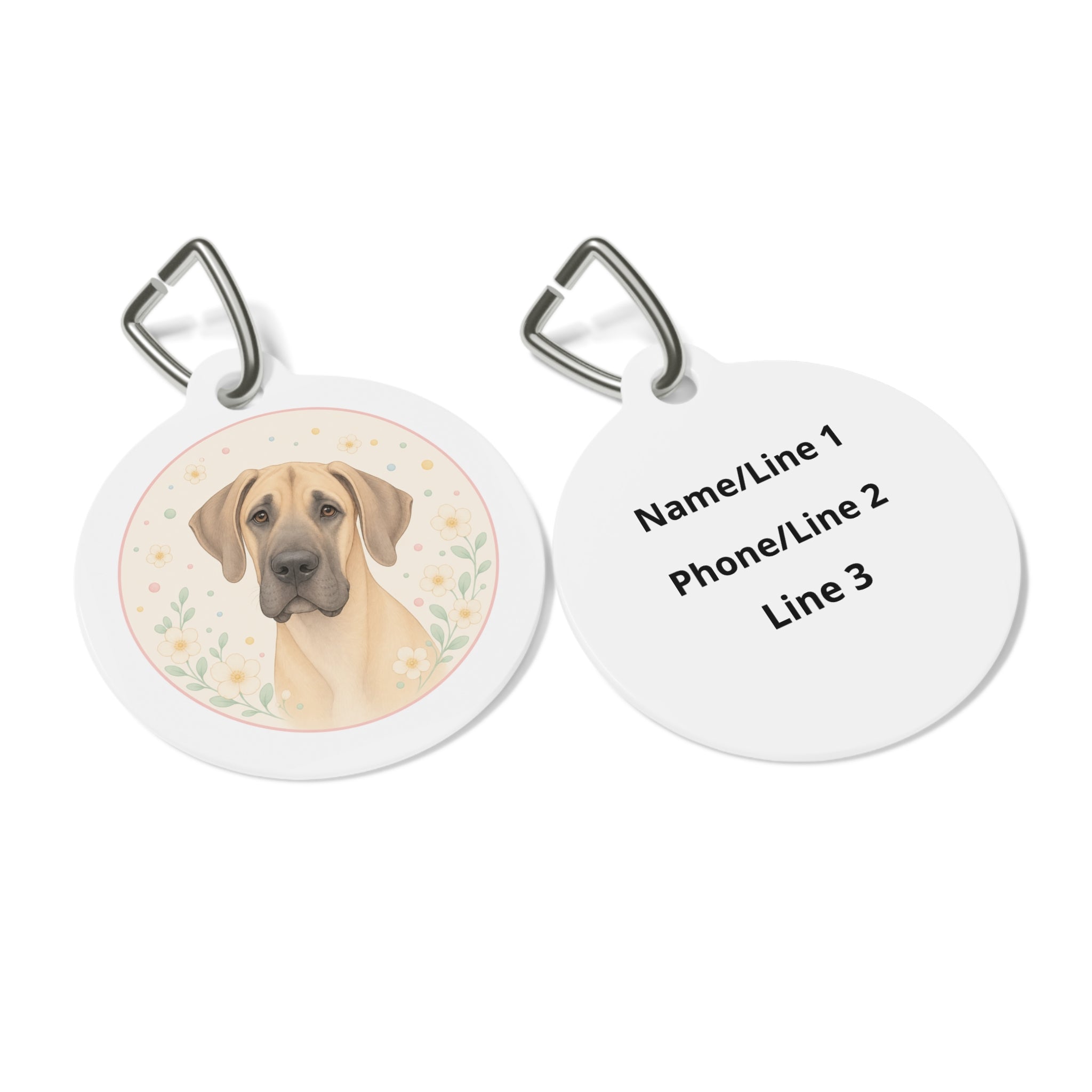 Great Dane Elegant Garden Illustration Personalized Dog ID Tag