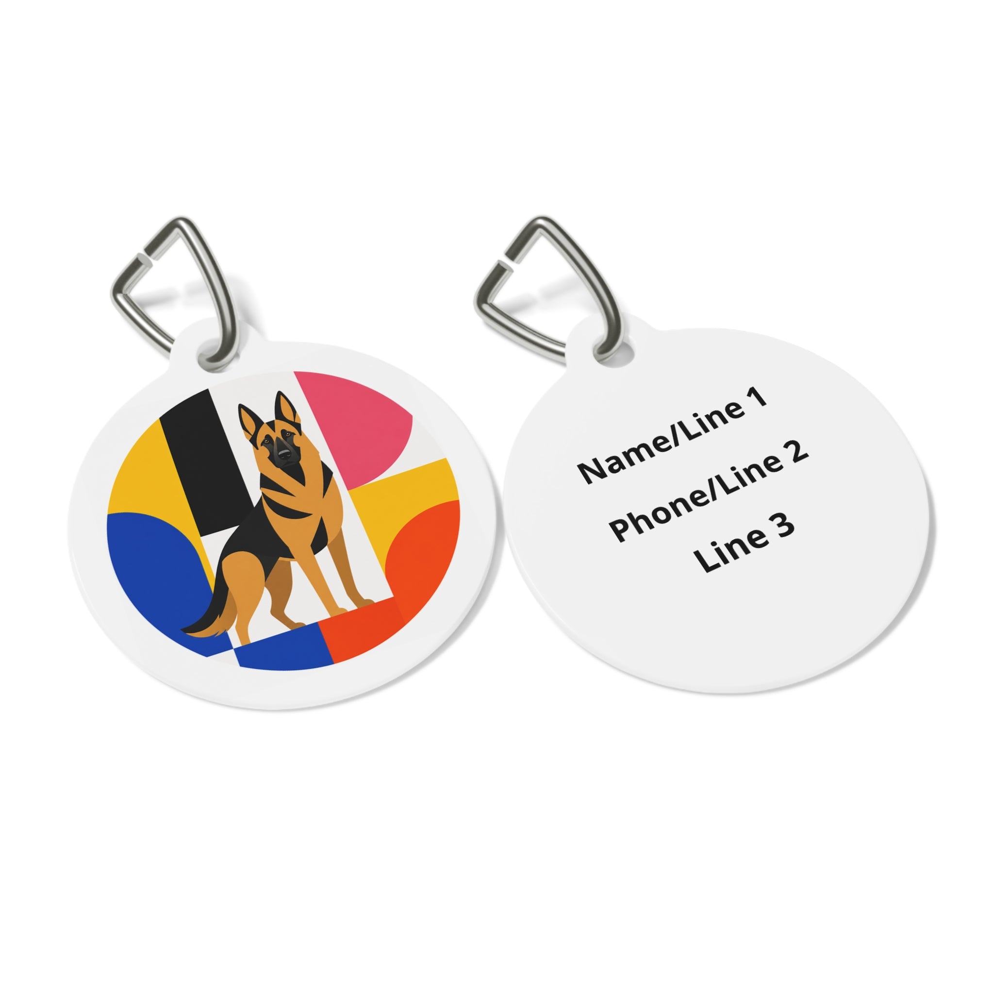 German Shepherd Bauhaus Colorblock Personalized Dog ID Tag