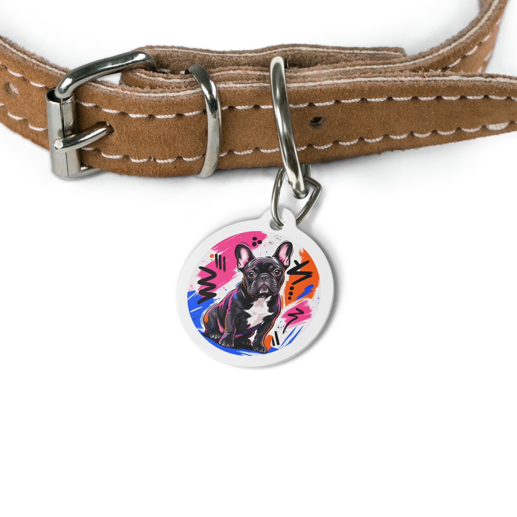 French Bulldog Vivid Vibrant Color Personalized Dog ID Tag