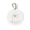 Chapa de identificación para perro personalizada con dibujo de cachorro maltés minimalista sentado