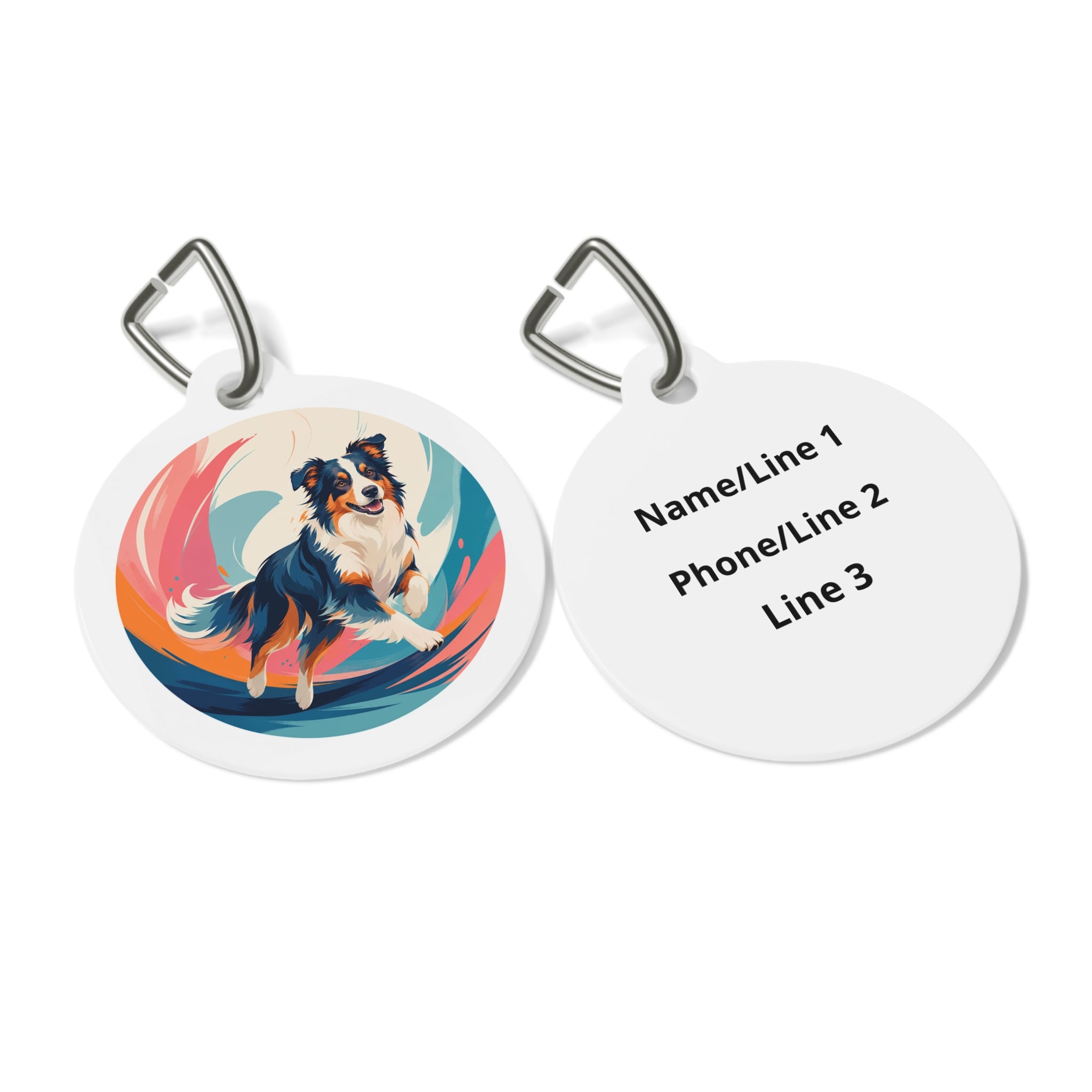 Australian Shepherd Kinetic Color Personalized Dog ID Tag