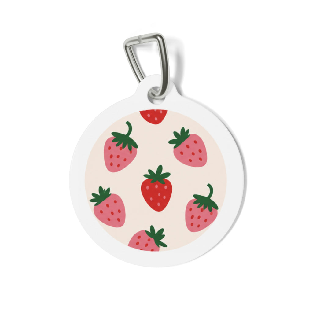 Strawberry Picnic Cheerful Fruit Pattern Personalized Dog ID Tag