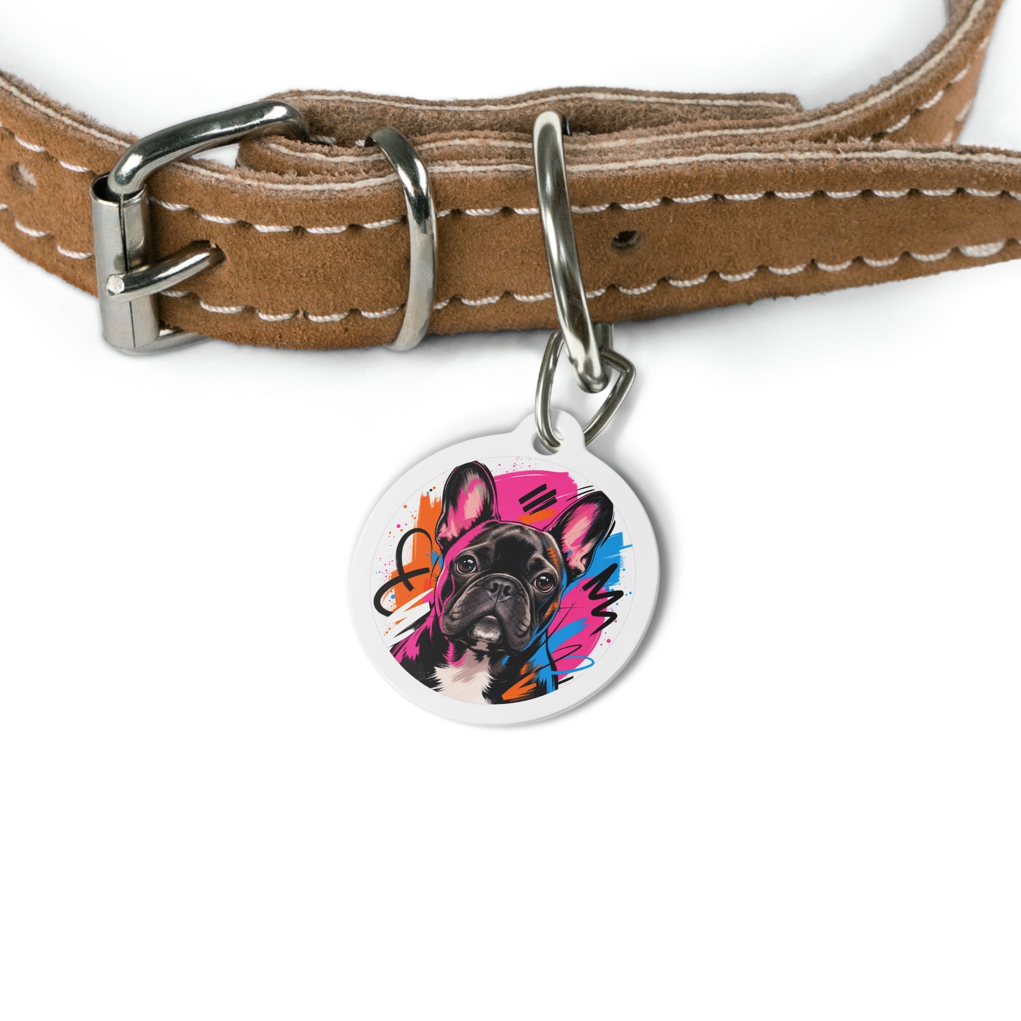 French Bulldog Joyful Vibrant Color Personalized Dog ID Tag
