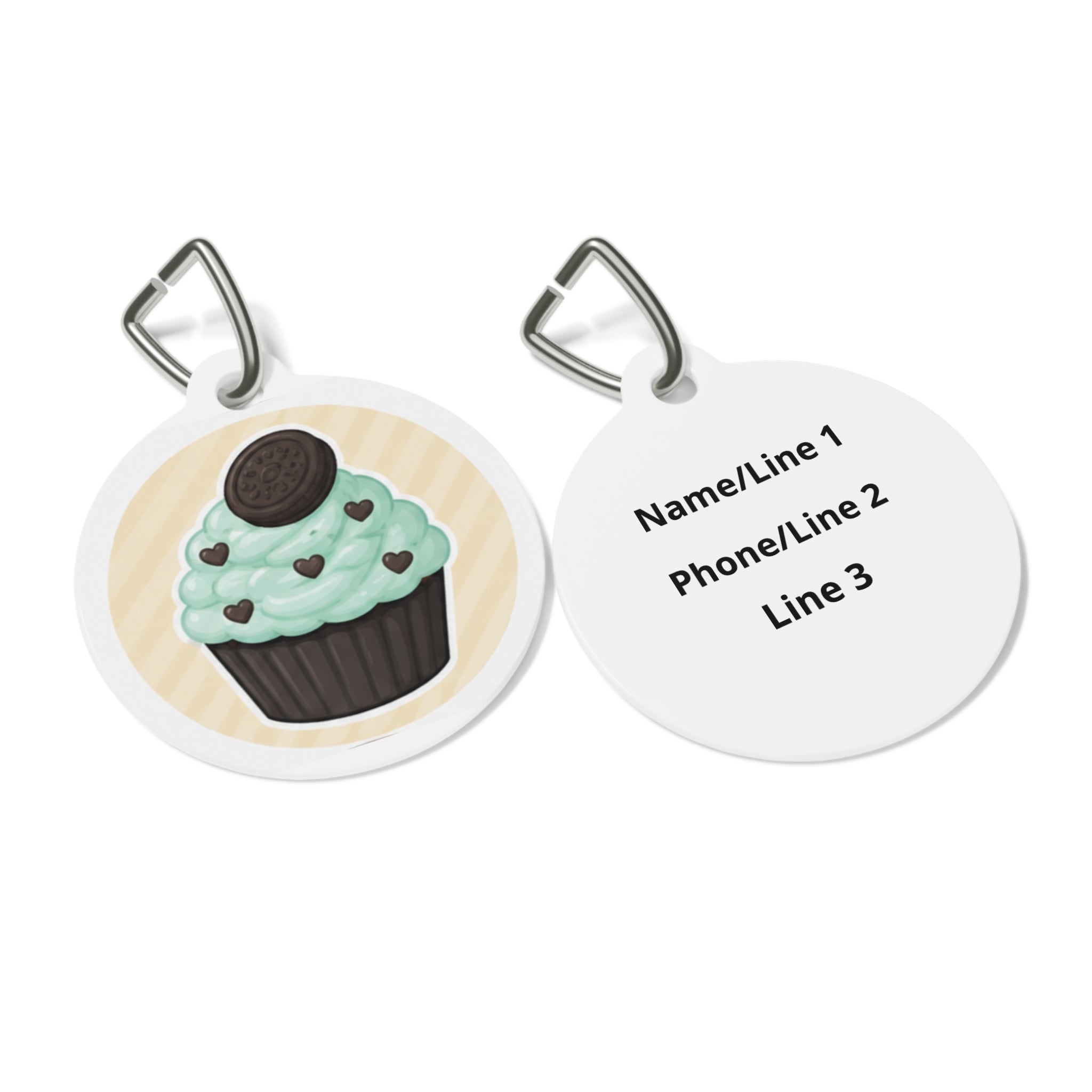 Mint Cookie Cupcake Whimsical Foodie Art Personalized Dog ID Tag