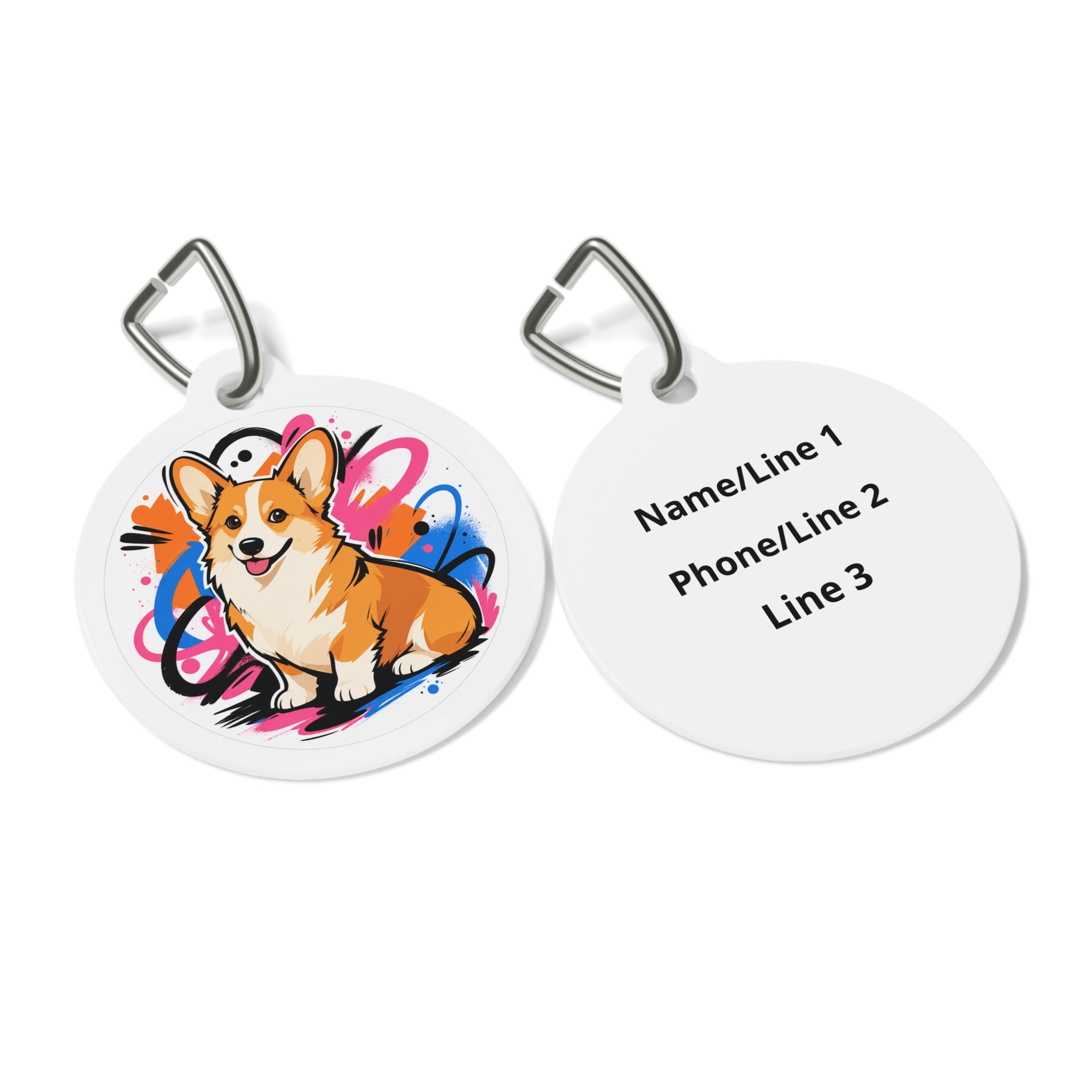 Pembroke Welsh Corgi Urban Graffiti Personalized Dog ID Tag